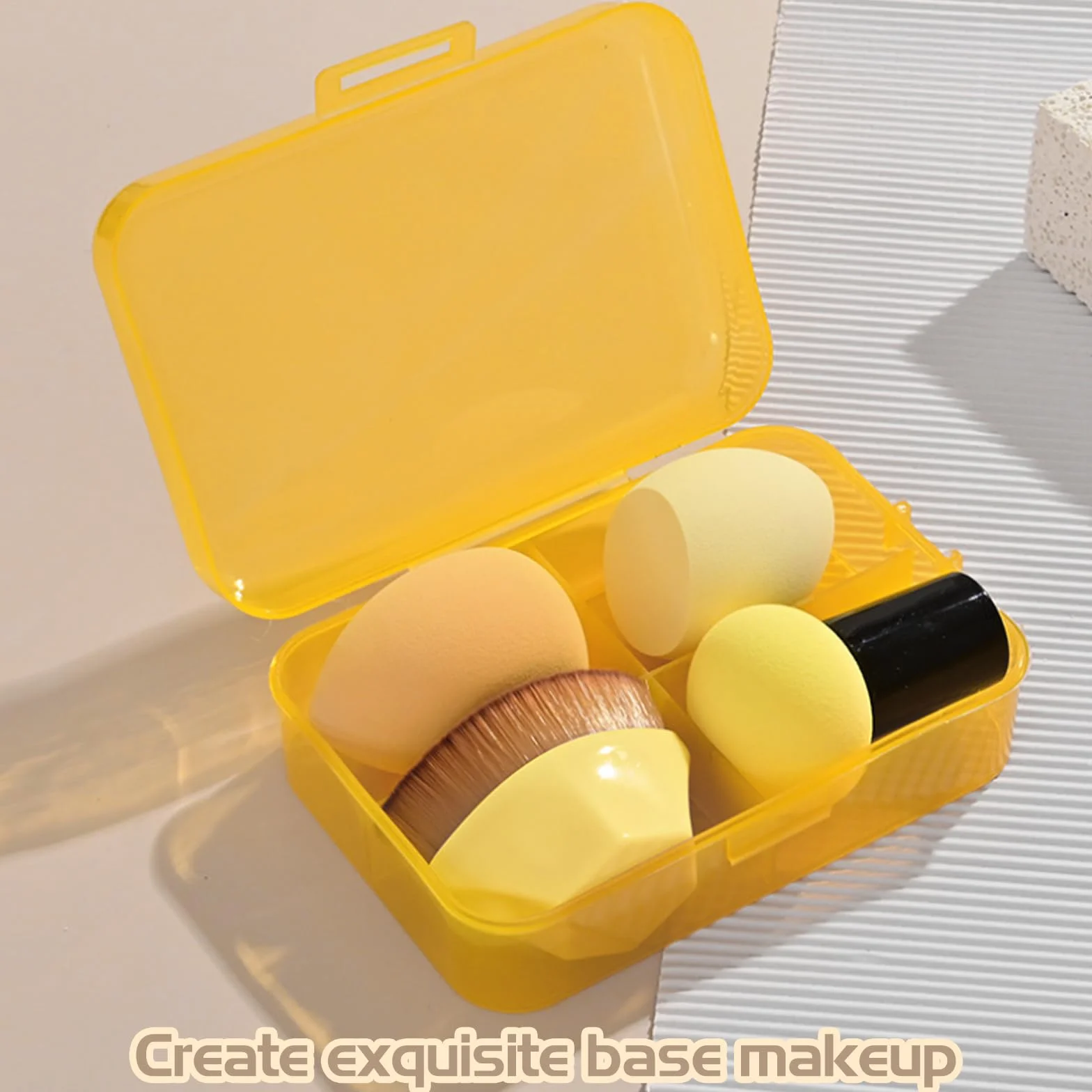 Esponja Maquillaje 4 Piezas Juego de Brochas Base, Rubor y Corrector Kabuki
