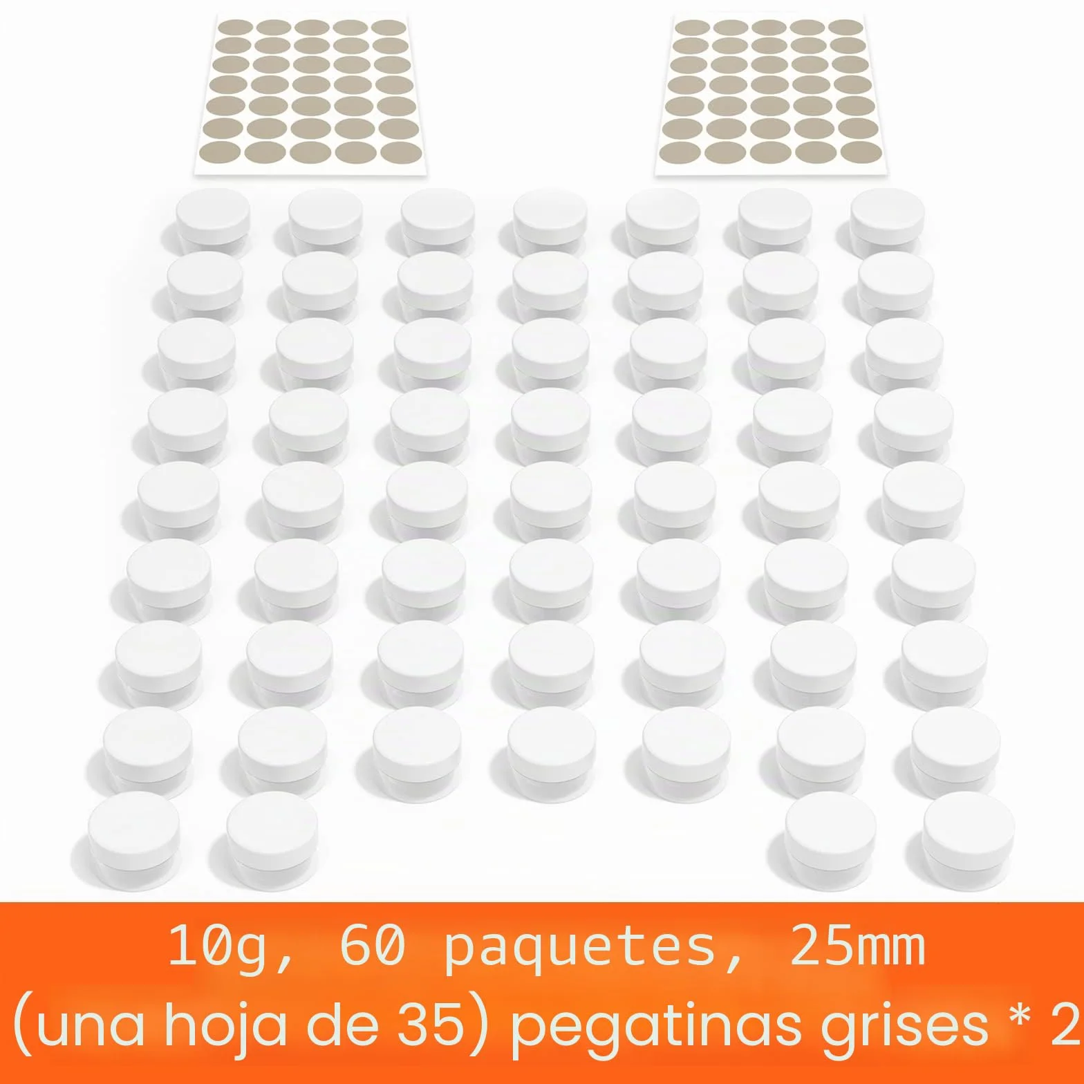 Tarros de Plástico 10g10ml Mini Contenedores Cosmético de Viaje con Tapón Roscada y Pegatinas Blanco