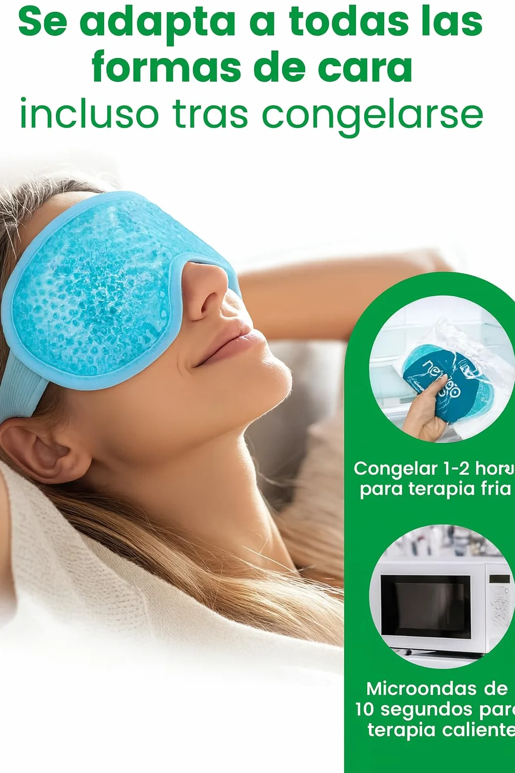 Máscara de Gel Frío y Calor para Ojos con PVC Médico y Felpa Suave, Alivio de Migrañas y Ojos Hinchados
