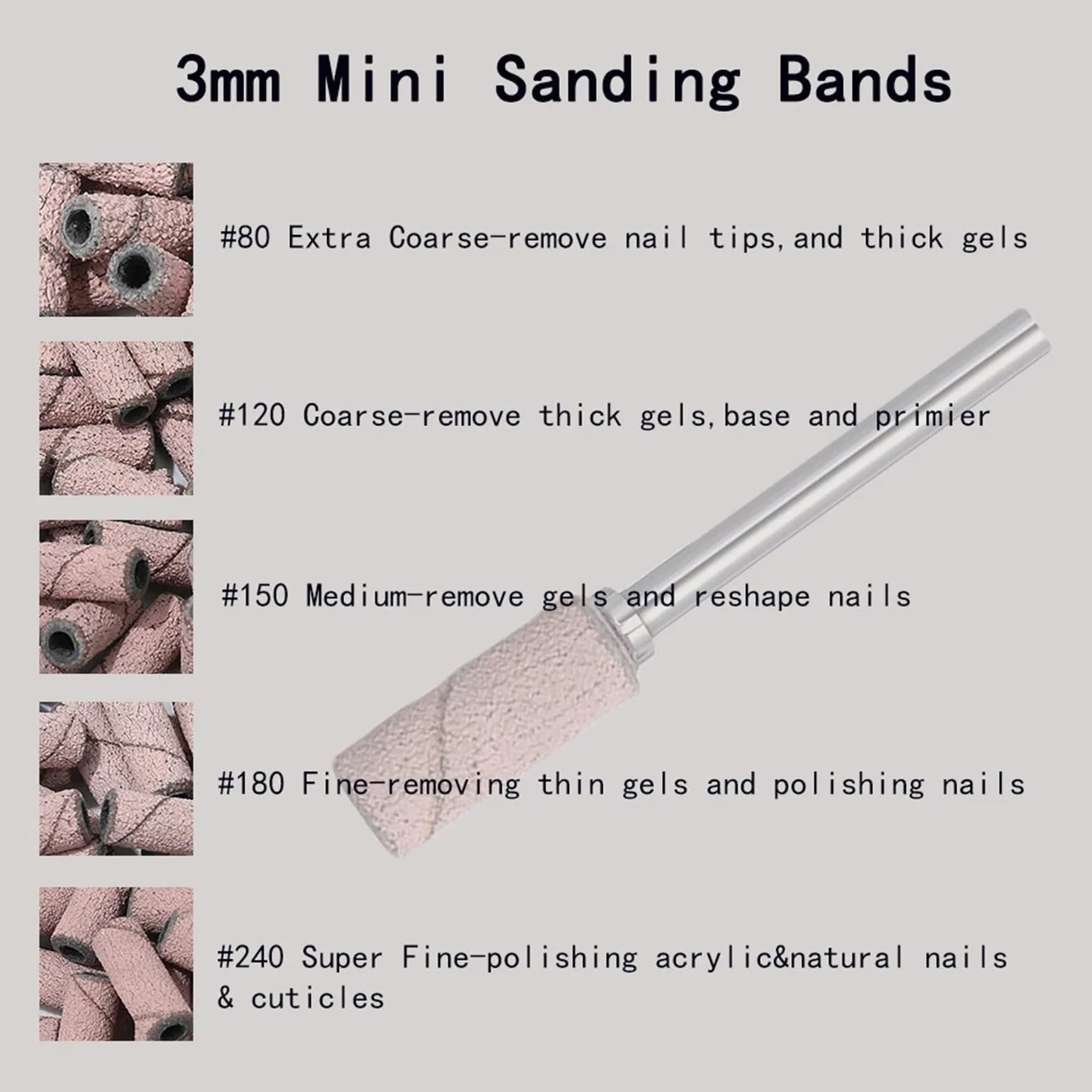 Fresas Torno Para UñAs Herramienta de manicura pulido Gel accesorio lima uñas eléctrica grano para Manicura(80 (only sandband))