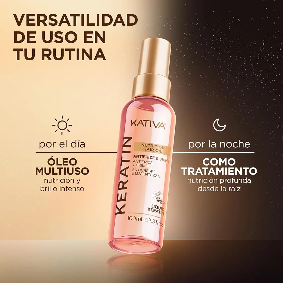 Kativa Keratina Líquida 100 ml Aceite Revitalizador Antifrizz Reconstrucción Cabellos Dañados