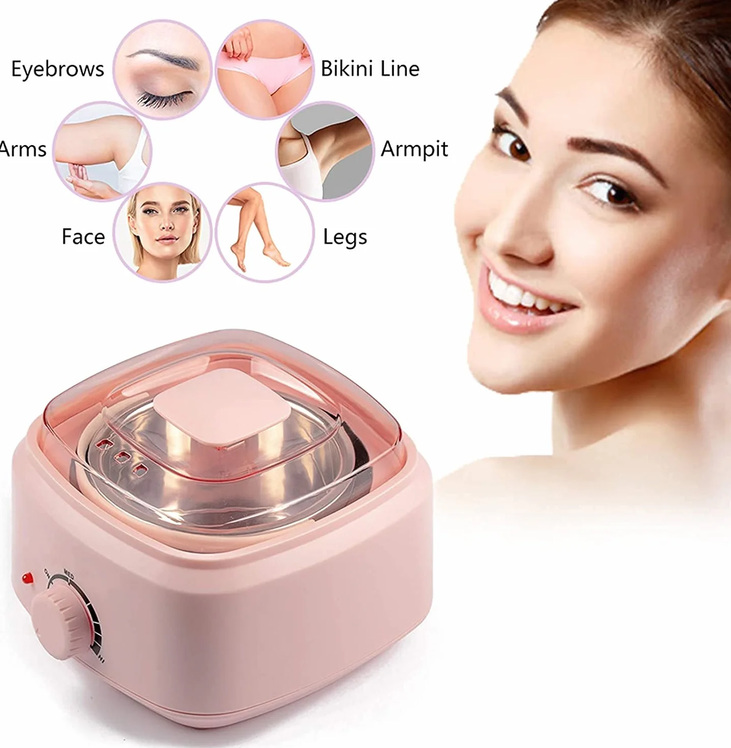 Calentador de Cera for la depilación,Cera calentadora de fusión con Maceta de Cera for Cuerpo Completo,piernas,Cara,Cejas,Bikini,Axilas,Espalda,Pecho,máquina de Cera parafina