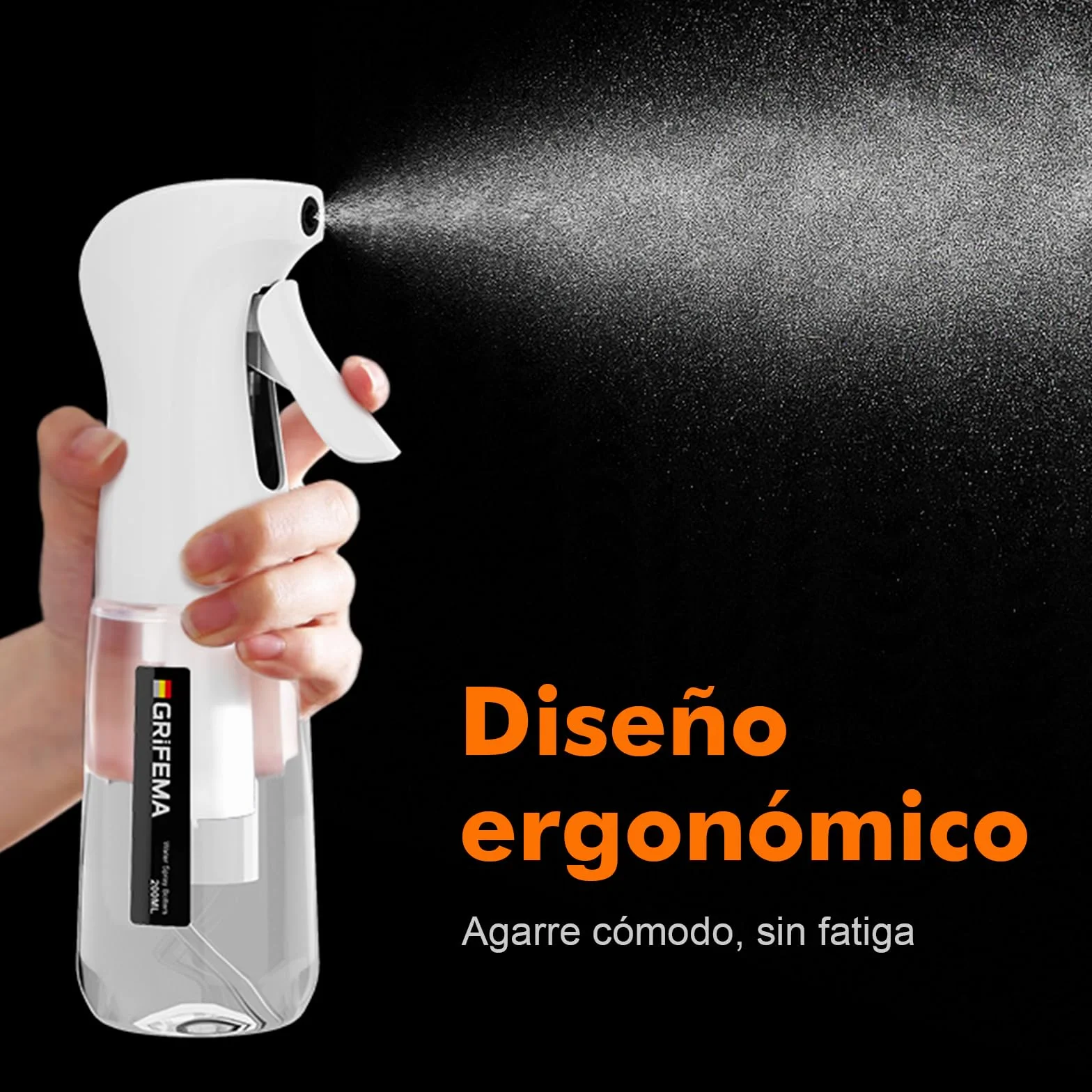 GRIFEMA Botella Spray Pulverizador de Agua 200 ml Blanco Reutilizable Niebla Fina