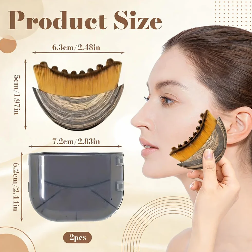 Cepillo Facial de Contorno Linfático, 2pcs Cepillos Faciales Exfoliantes de Cepillado en Seco Masajeador