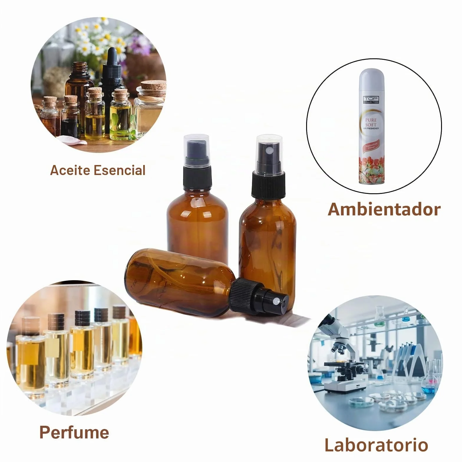 Pulverizador Cristal Marrón 100ml Botella Spray Vidrio Ámbar Vacía con Cabezal Pulverizador Embudo Cuentagotas para Perfumes