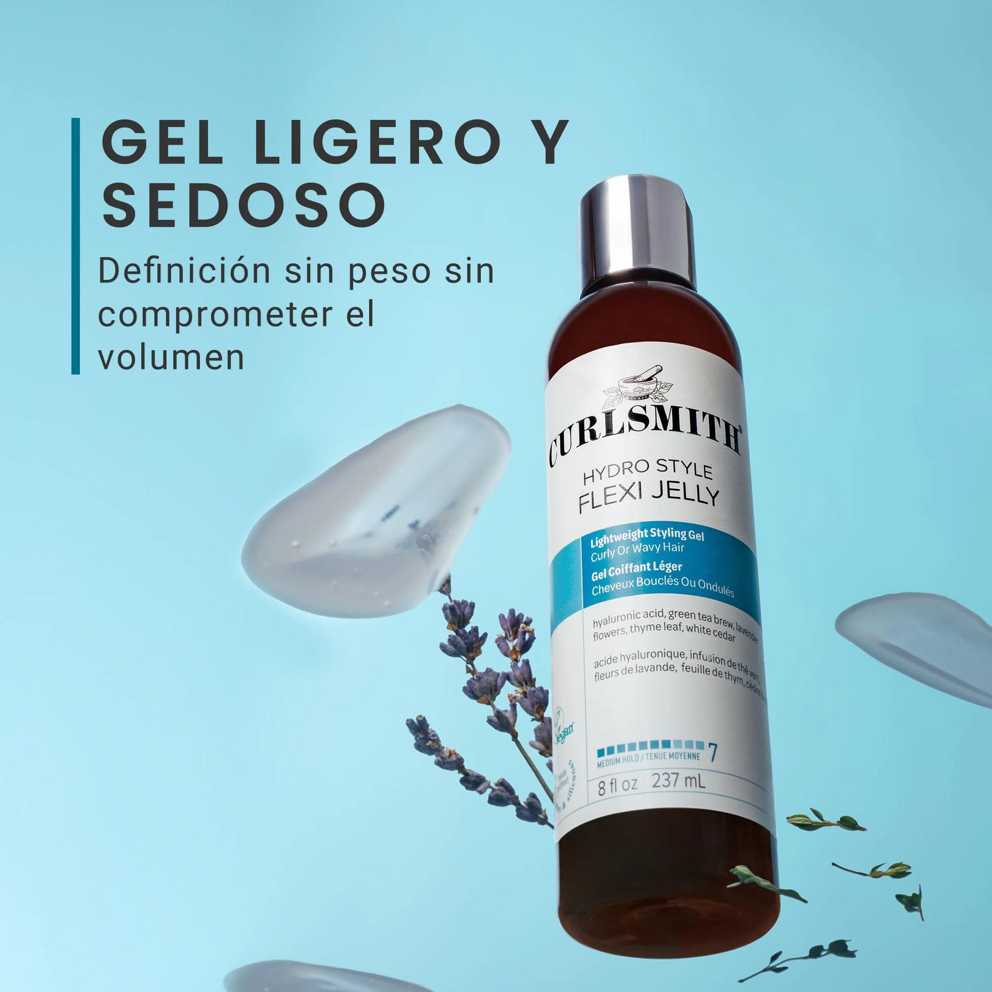 Curlsmith Hydro Style Flexi Jelly Gelatina definidora de rizos fijación media vegano 2 oz