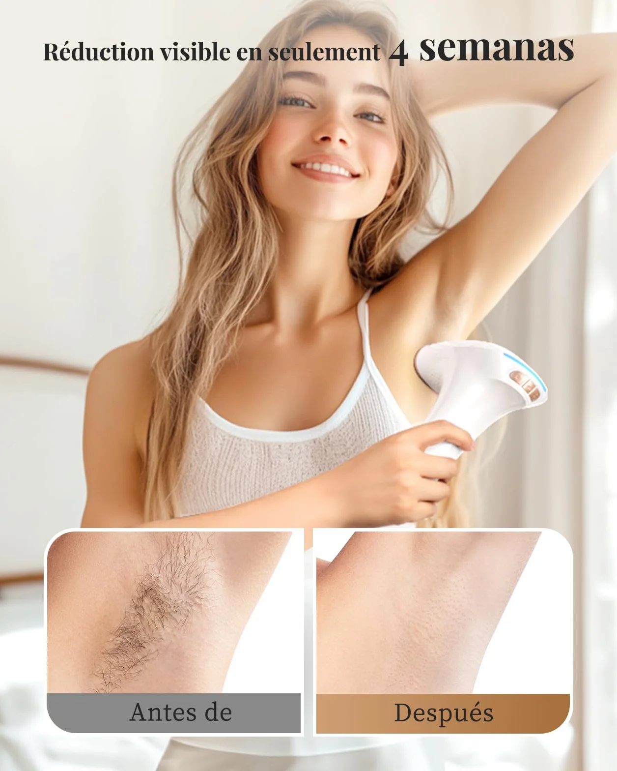 Haarlosy Depiladora Láser IPL Sin Dolor para Rostro, Bikini y Cuerpo, GLY01 | Depiladora de Luz Pulsada con 3 Funciones, 9 Niveles de Energía, para Mujeres y Hombres, Uso en Casa