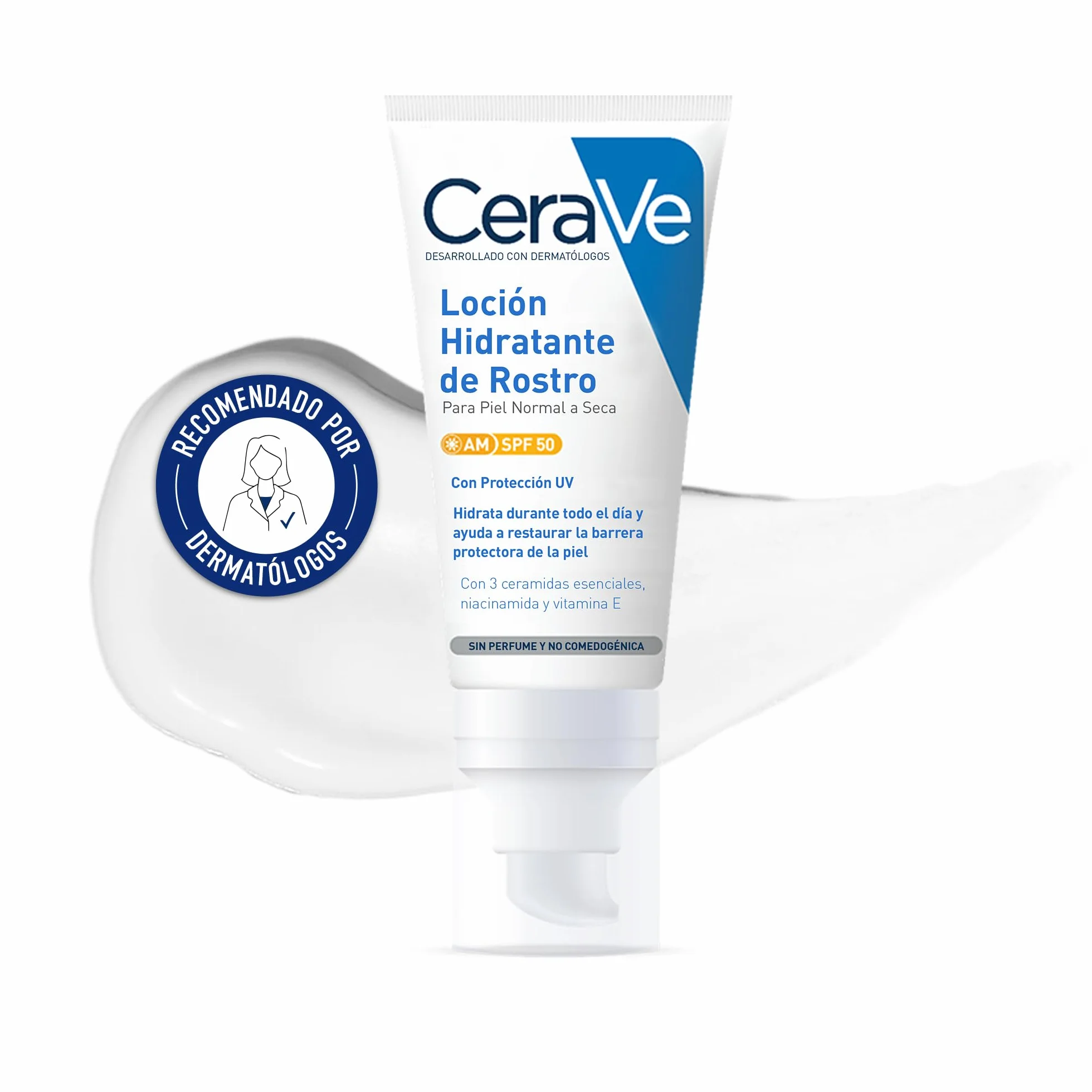 CeraVe Loción Hidratante de Rostro SPF 50 52ml para Piel Normal a Seca