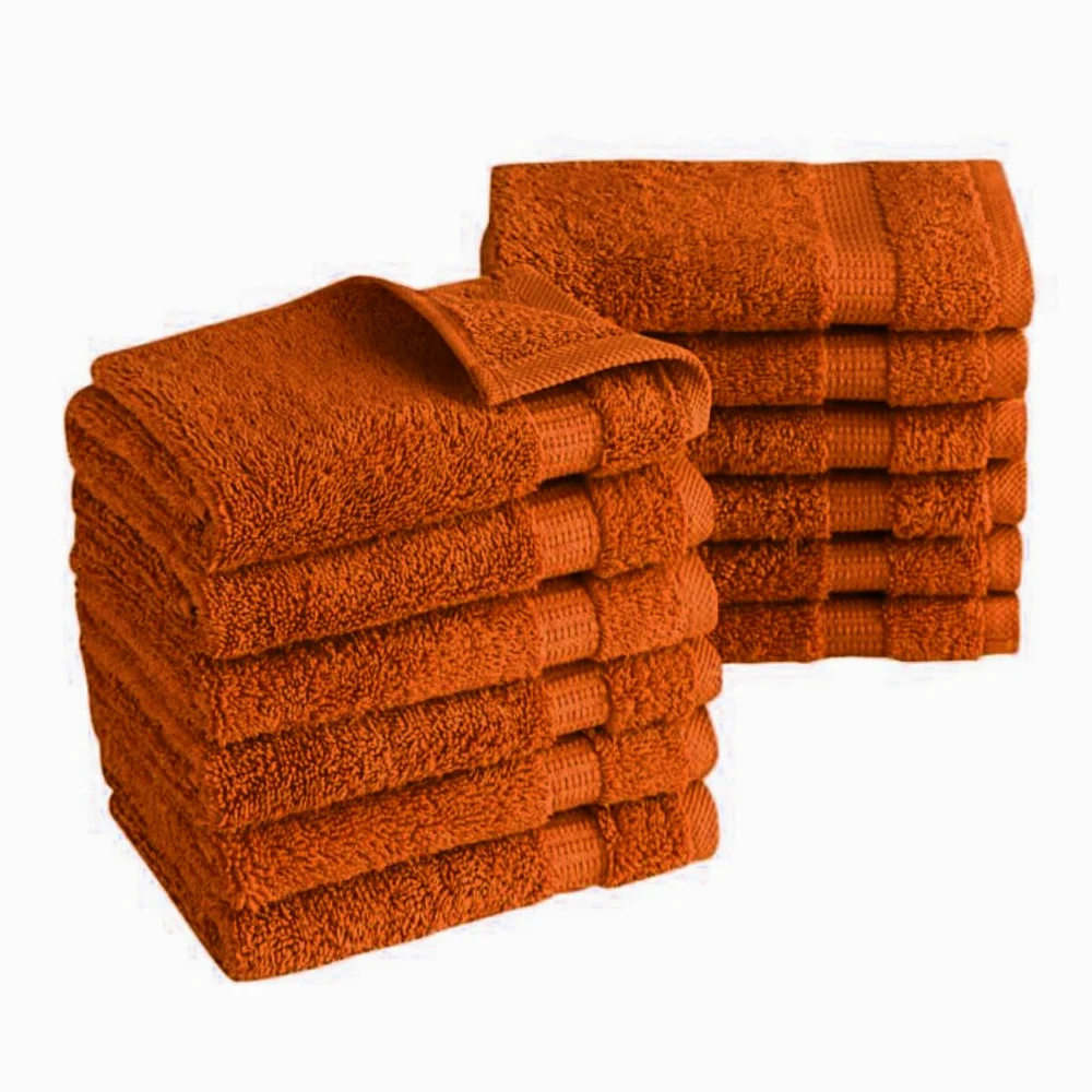 Paquete de 6, 12, 24, 36, 48, 72, 96 toallas faciales, 100% algodón egipcio, franela suave, para el gimnasio, desmaquillante, toalla para los dedos (6, naranja)