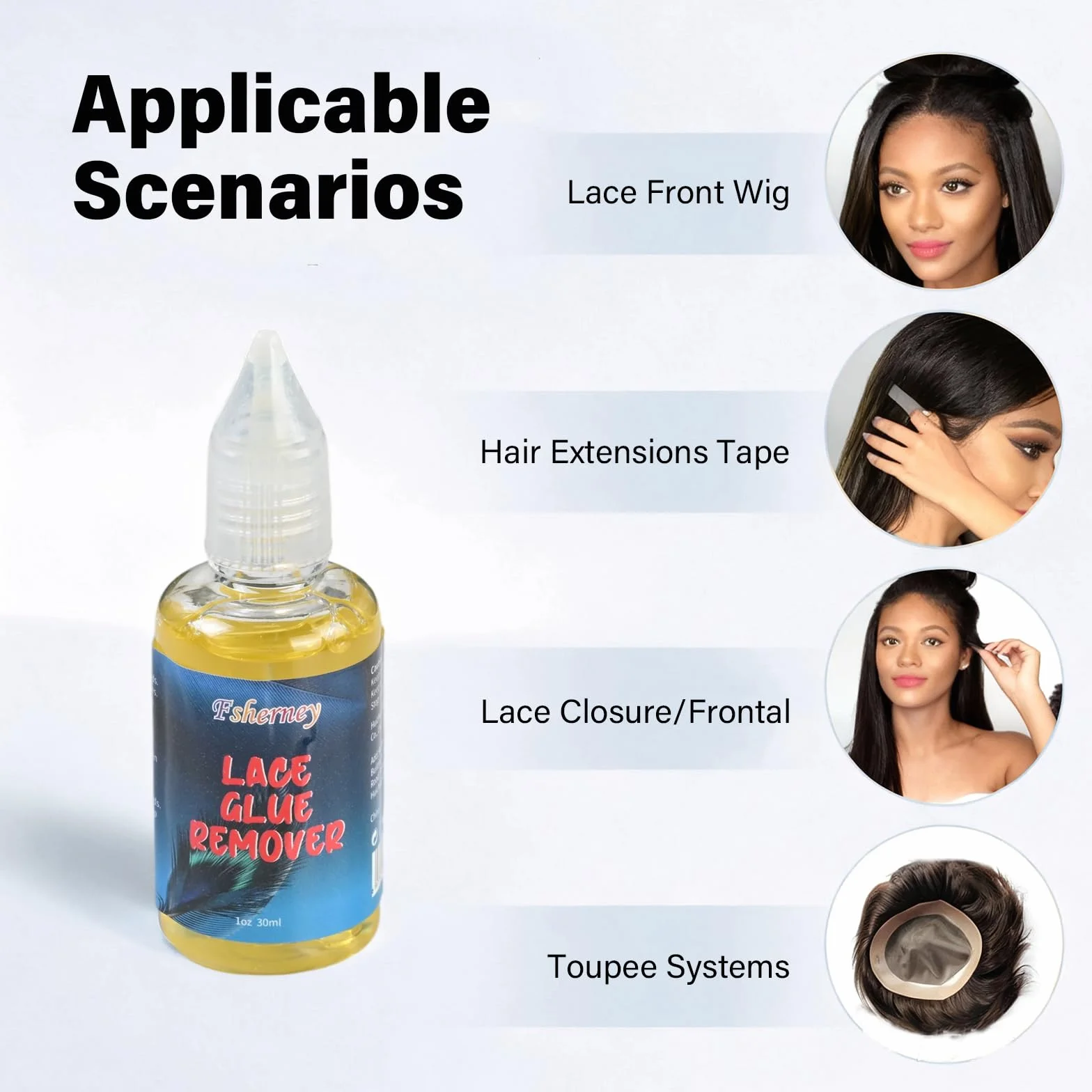 Removedor de Cinta Adhesiva para Extensiones de Cabello 30ml – Disolvente de Pegamento para Pelucas