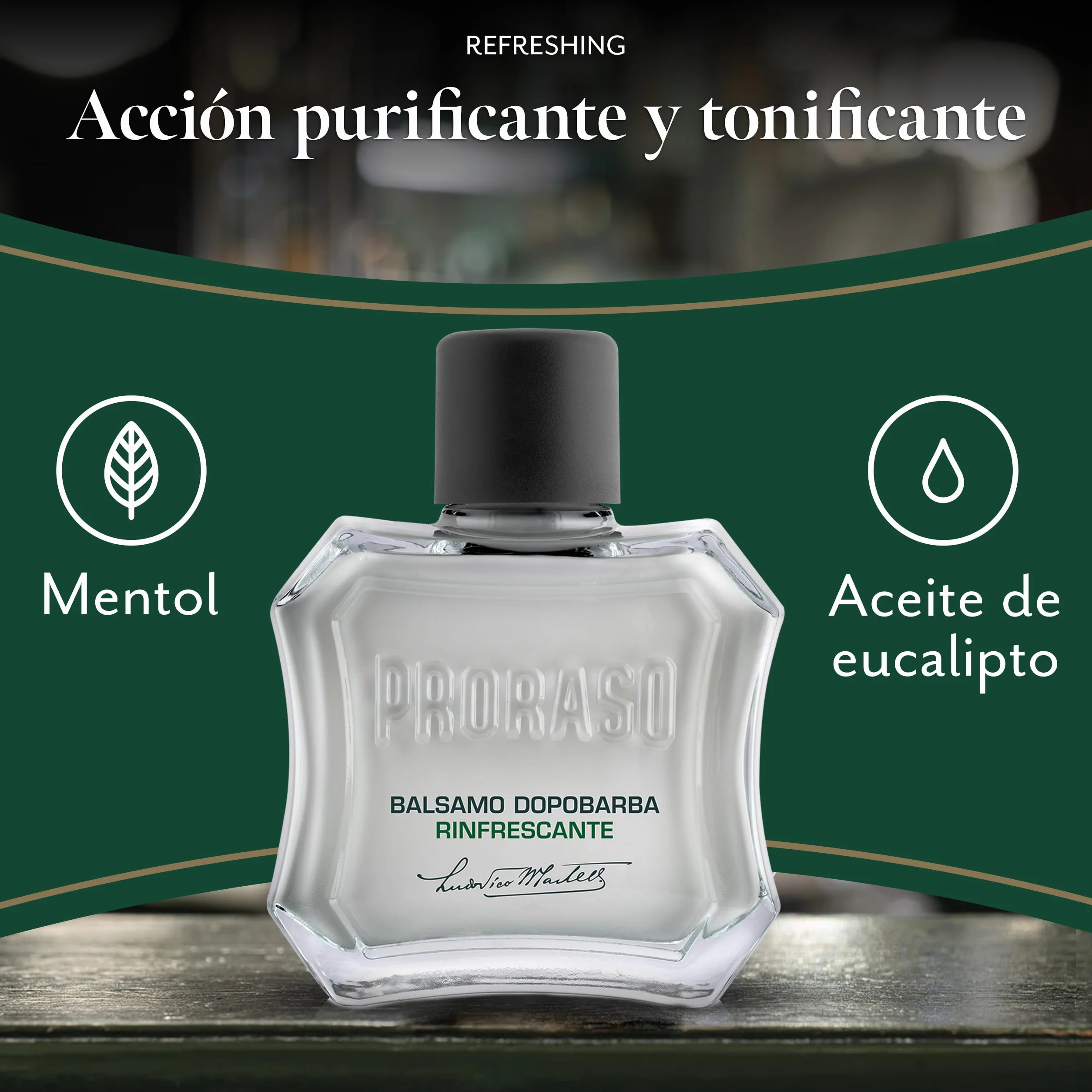 Proraso After Shave Bálsamo 100 ml bálsamo barba con aceite de eucalipto y mentol tónico facial refrescante sin alcohol