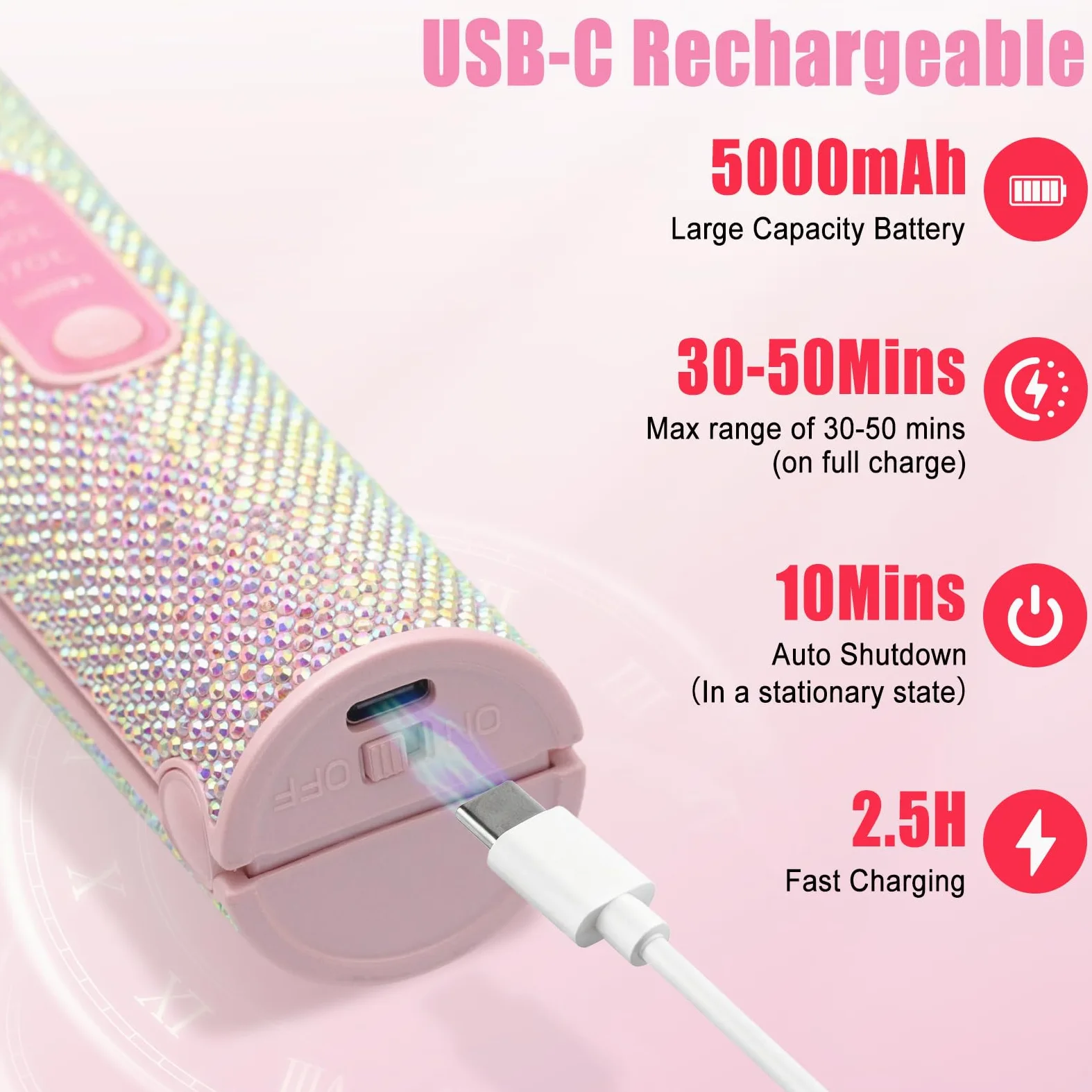 Plancha Pelo Inalambrica, Plancha de Pelo de Titanio y Rizador 2 en 1, Mini Plancha Pelo Viaje, 3 Temperaturas Ajustables, Calentamiento más Rápido Para Todo Tipo de, 5000 mAh, Versión Mejorada
