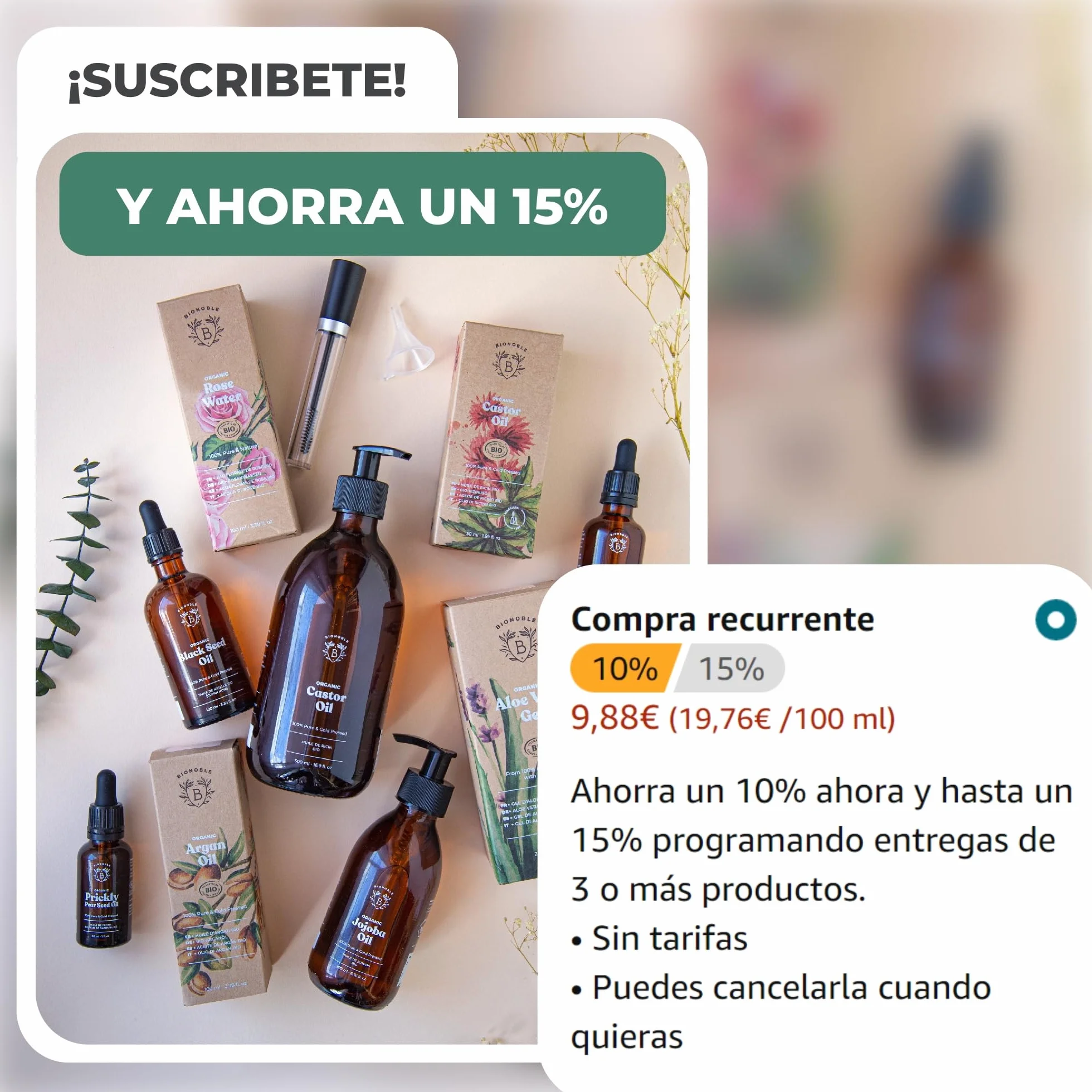 BIONOBLE Aceite de Jojoba 100% Puro Orgánico Prensado en Frío 50ml
