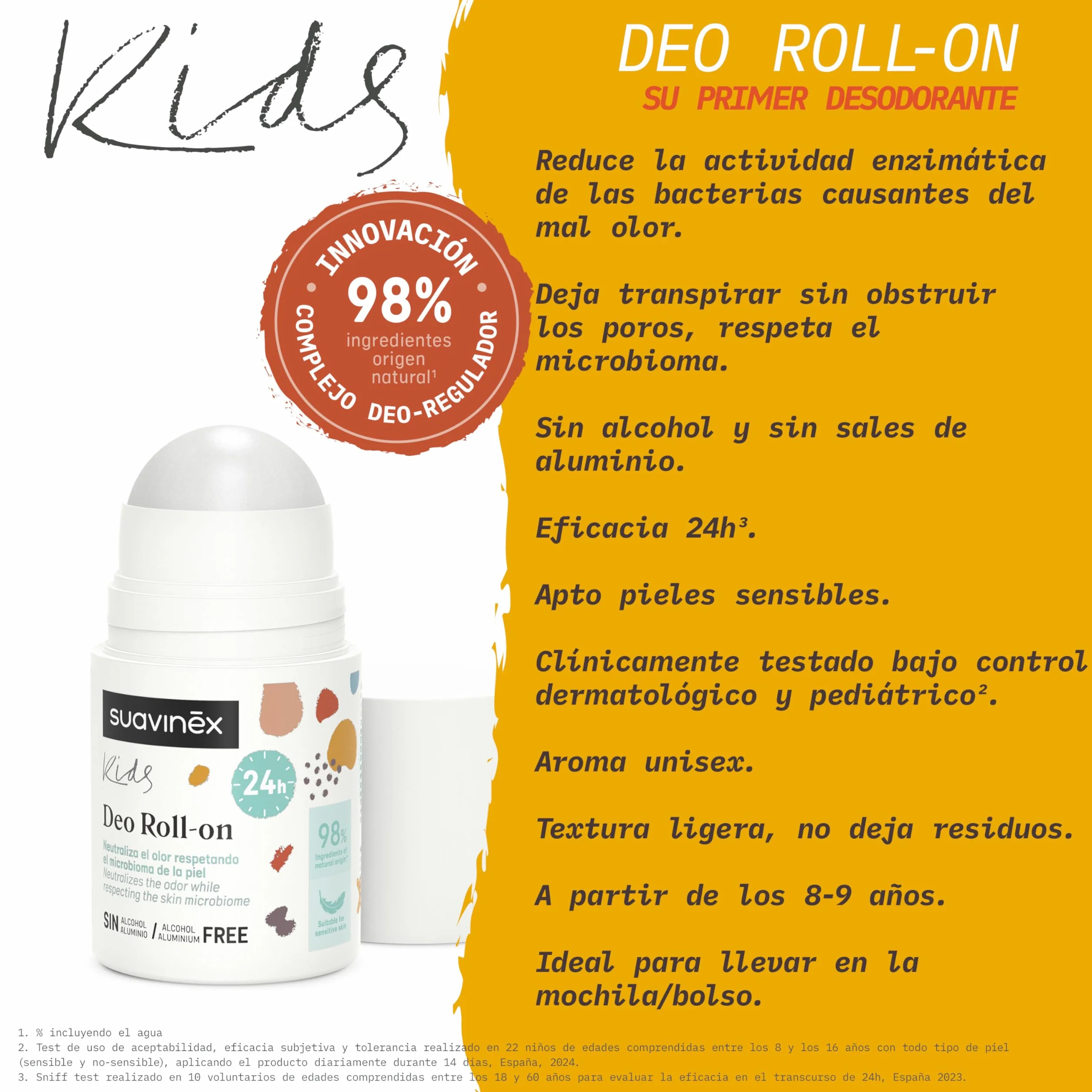 Suavinex Desodorante Roll On Sin Alcohol Sin Aluminio 50 ml +8 Años