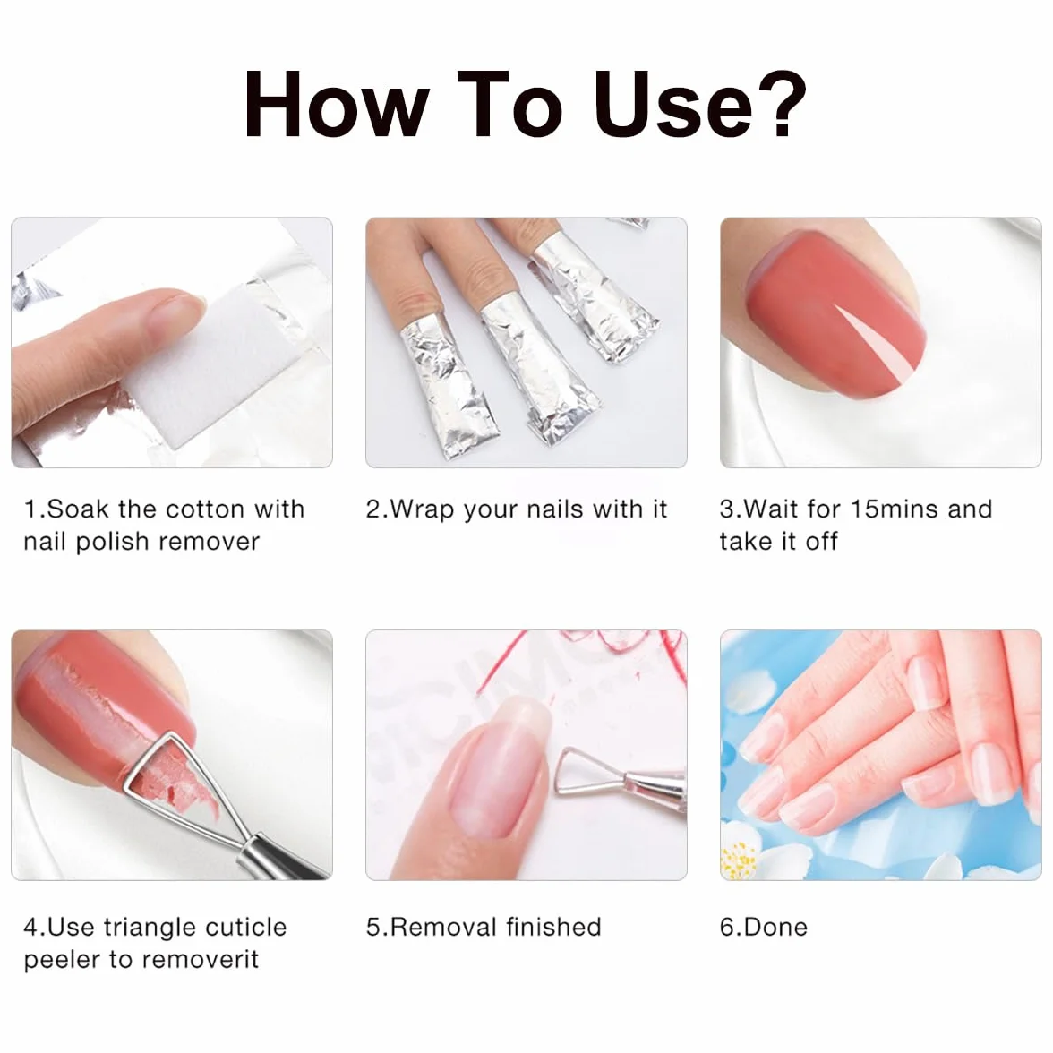 1000 unidades de láminas de gel para quitar esmalte de uñas, almohadillas de algodón, kit de herramientas de eliminación de esmalte de uñas de gel, removedor de esmalte de uñas con almohadilla de
