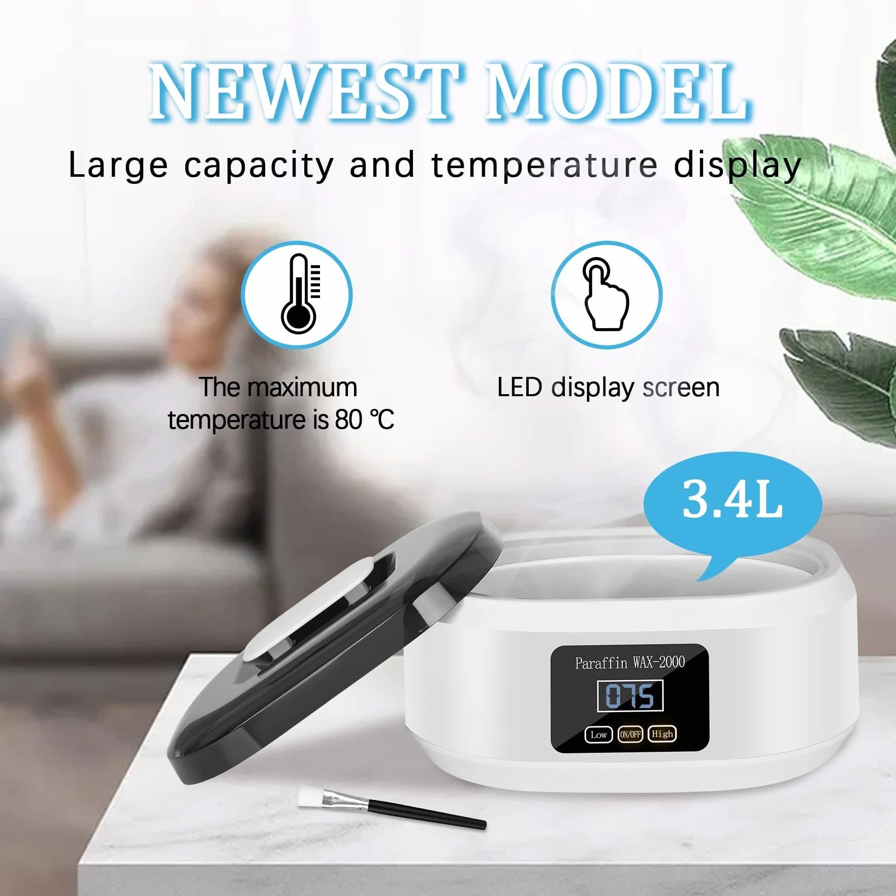 Baño de parafina para manos y pies, 3400 ml Calentador de parafina para piel seca y áspera, maquina parafina con 900 g de cera de parafina y accesorios, Gran regalo de spa - Blanco
