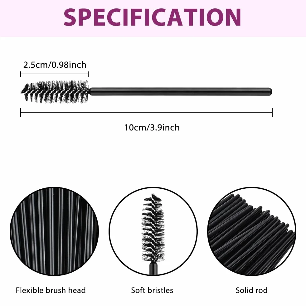 Desechables Cepillos de Pestañas 50 PCS para Extensiones, Máscaras y Maquillaje