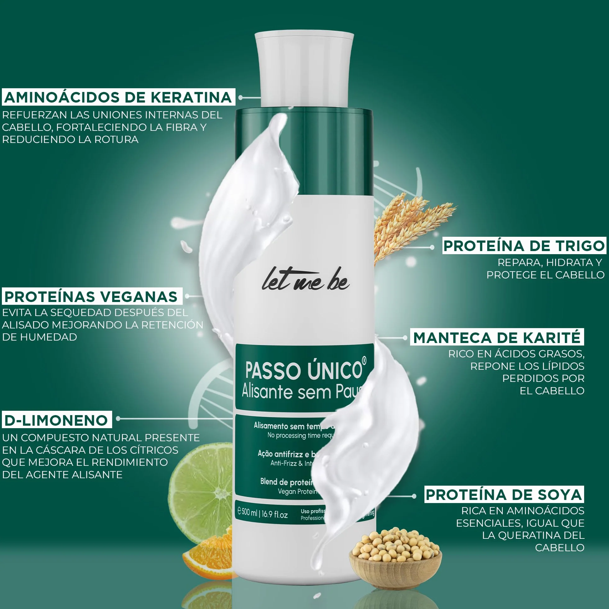 Alisado Brasileño Instantáneo Sin Formol Orgánico Vegano 1L con Aminoácidos, Keratina y Proteínas Vegetales