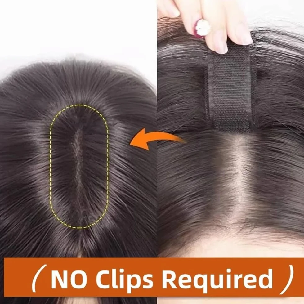 Sin clip de pelo real flequillo para mujer, cobertura de pelo esponjoso, añade volumen al cabello (broches laterales)