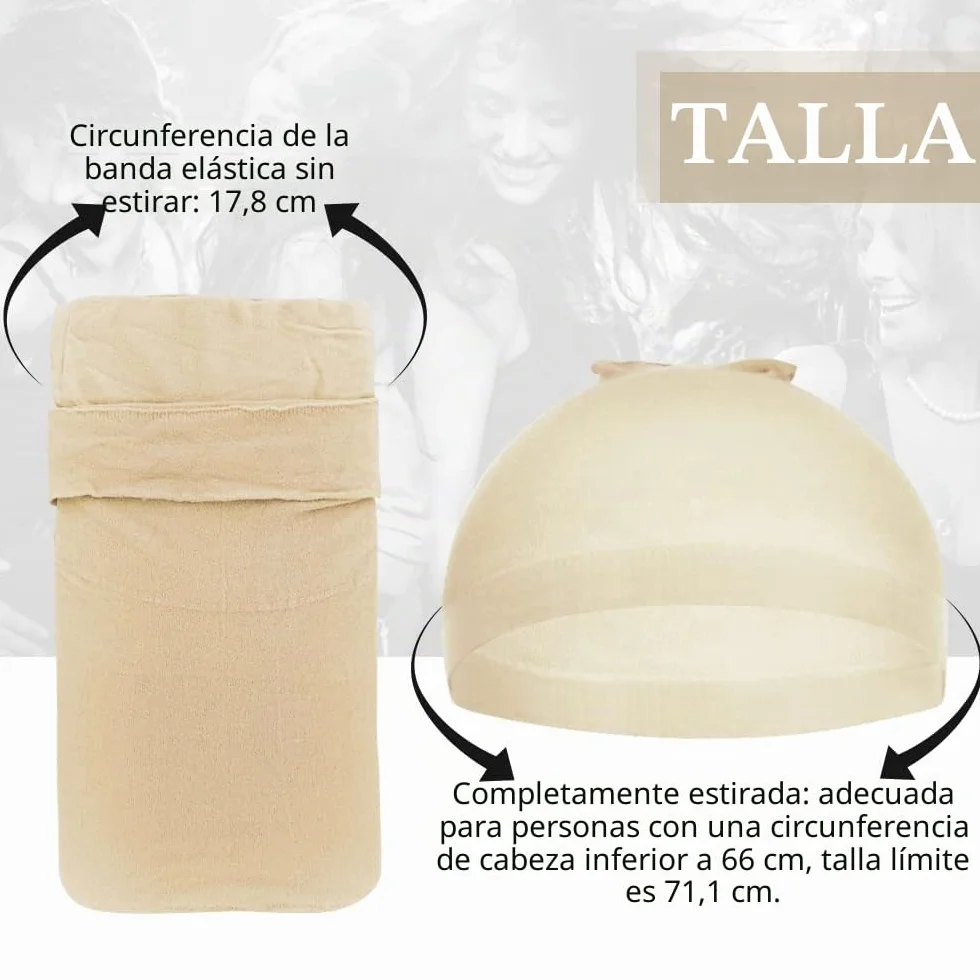 Dreamlover Gorros de Pelucas para Mujer, Casquillos de Nylon, Color Nude 12 Piezas