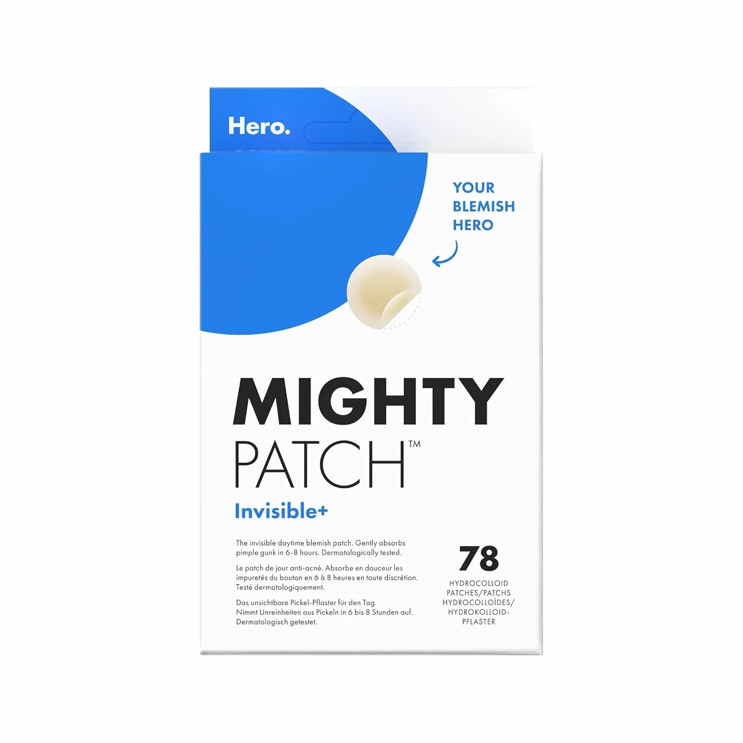Hero Cosmetics Mighty Patch Invisible+ Parche de botón de día Invisible Hidrocoloide 78 parches