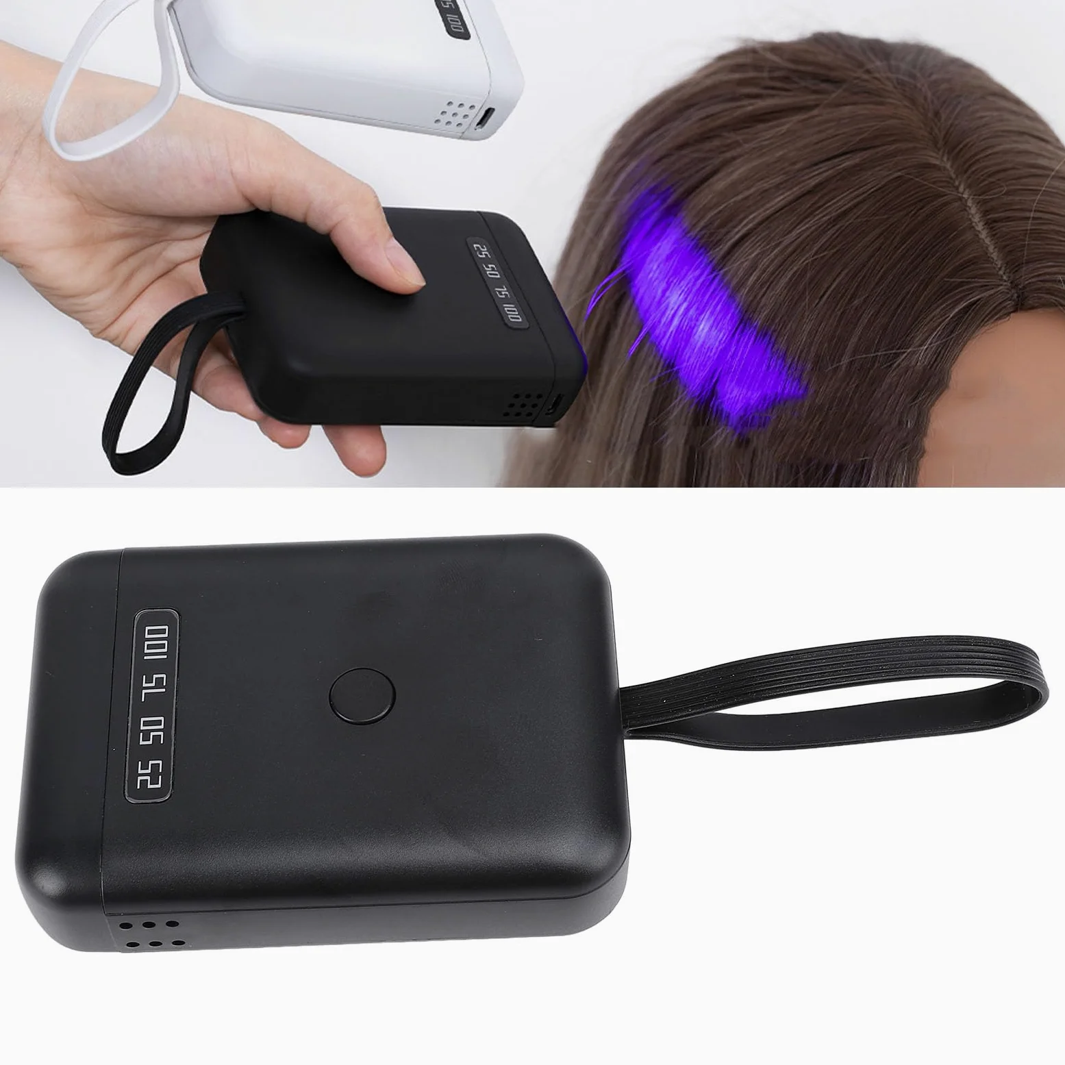 Kit de Extensiones de Cabello con Luz V, Luz de Extensión de Cabello LED UV de 405nm, Herramienta de Extensión de Cabello Recargable con Batería de 5000mAh para Salón en Casa
