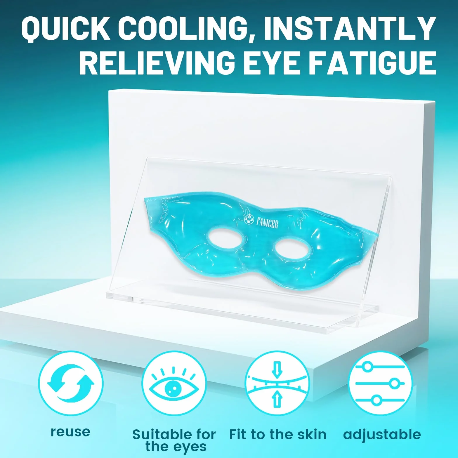 Antifaz Gel Frío para Hinchazón de Ojos, Máscara de Ojeras Reutilizable, 2 Parches