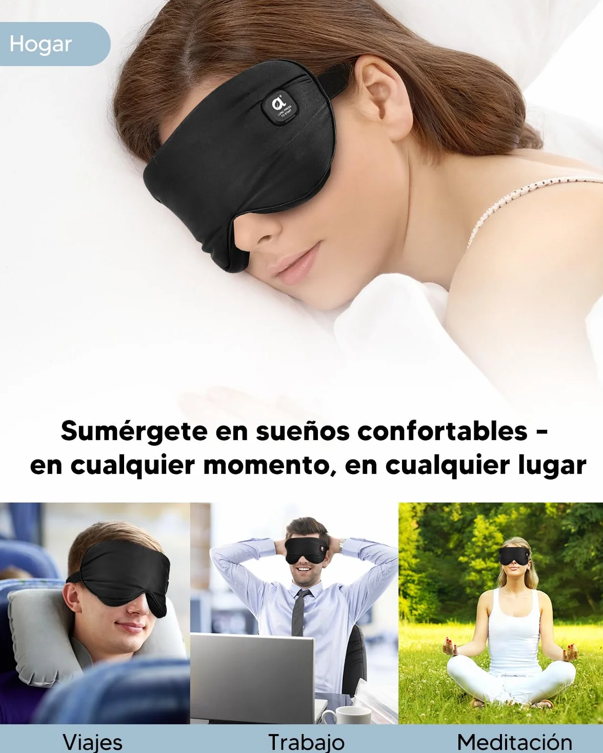 Arboleaf Antifaz Calor Ojos 3 Niveles Mascarilla Térmica Recargable USB-C Batería 1000mAh Bloqueo Luz Lavable