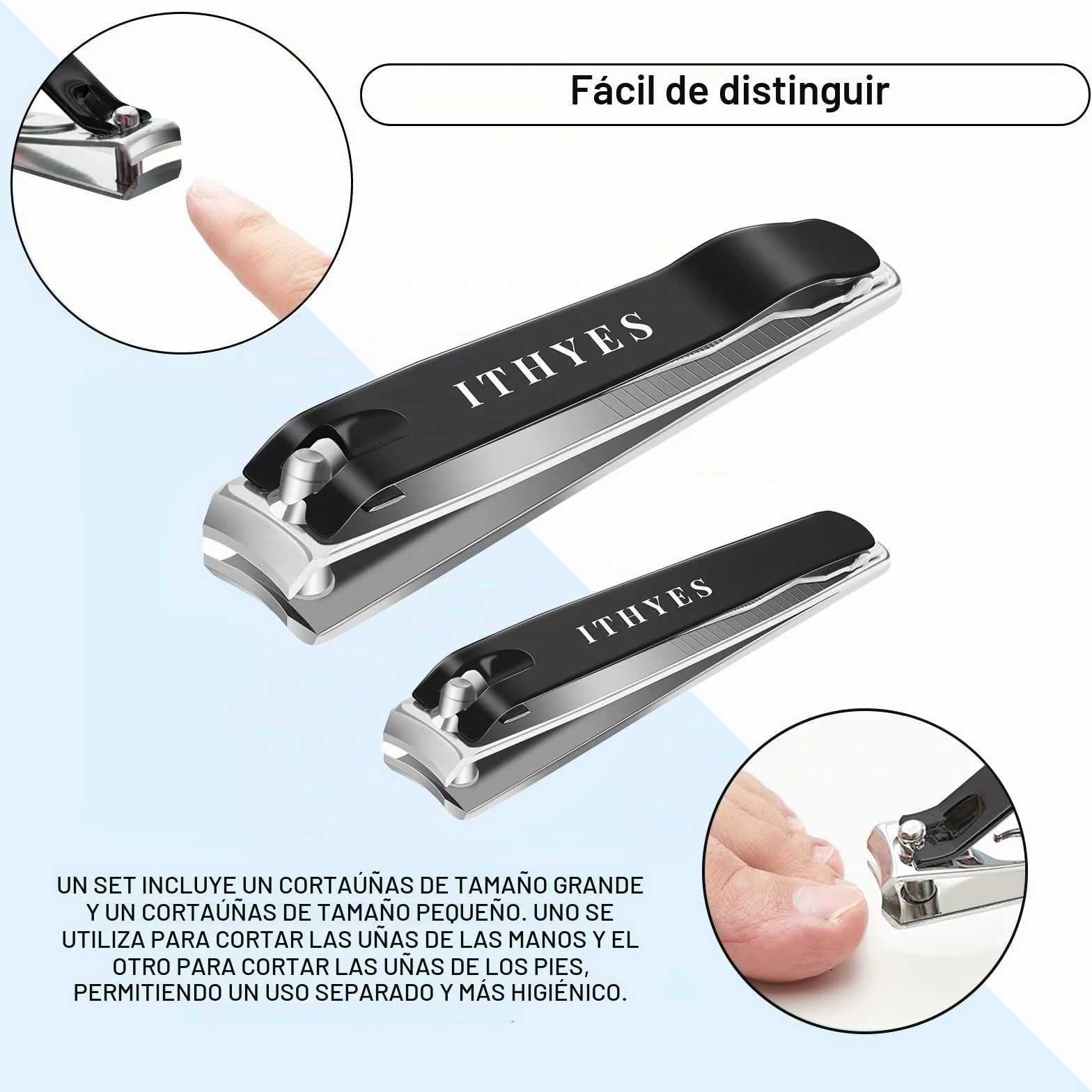 Juego de cortaúñas de acero inoxidable para uñas gruesas, grande