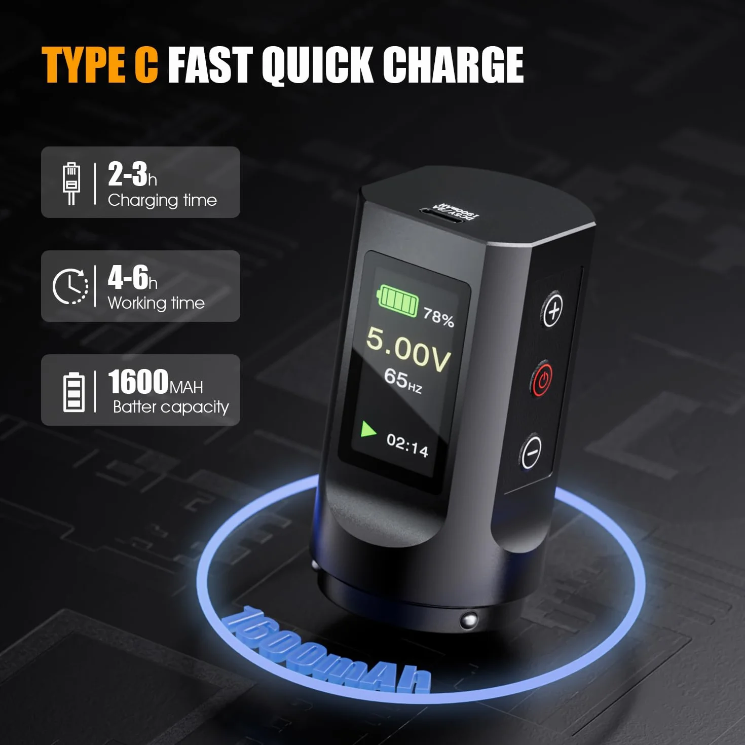 Máquina de Rotativa Inalámbrica con Pantalla LCD y Batería 1600mAh, Conexión RCA, 10 Tintas 20 Agujas para Principiantes y Artistas Kit Completo Profesional TATELF