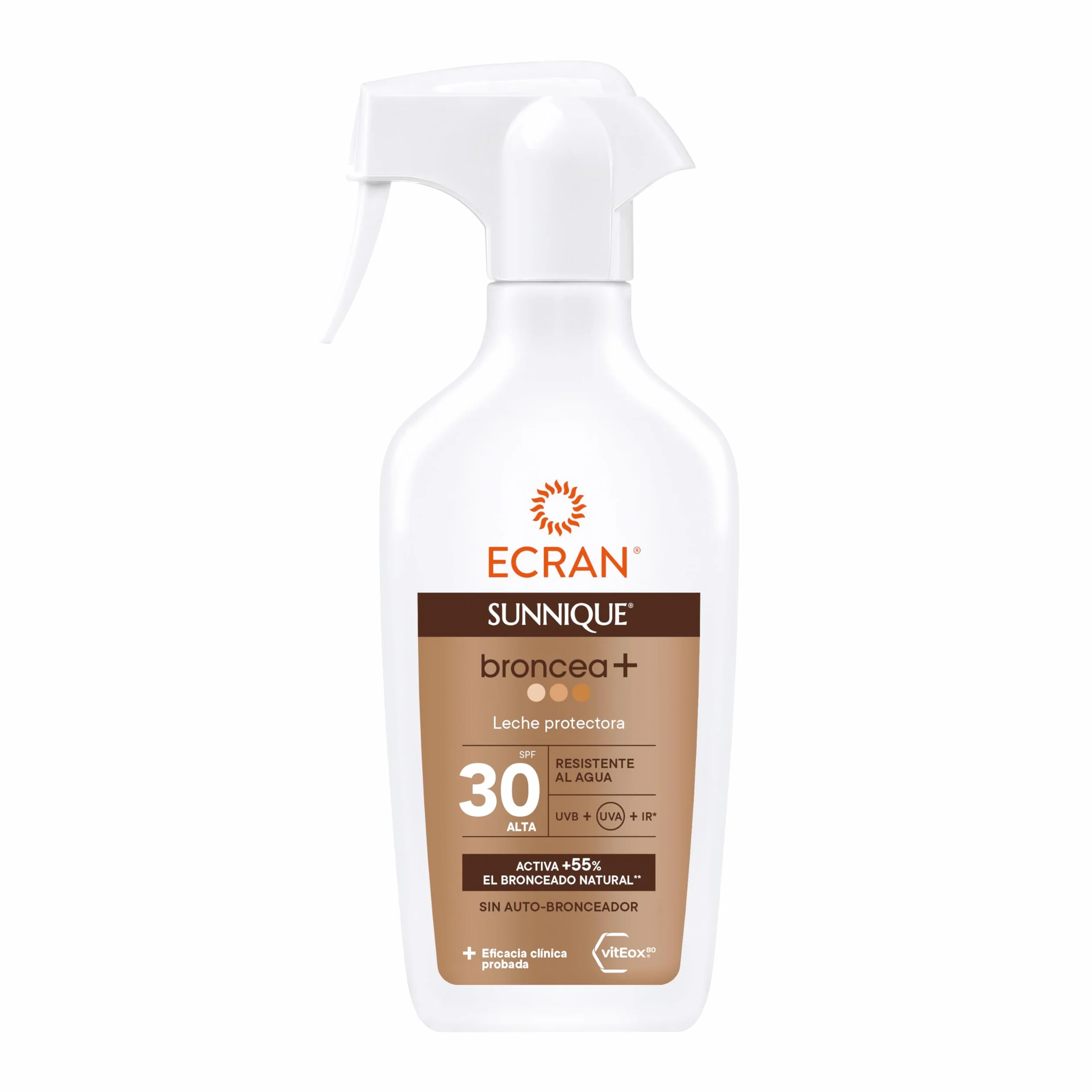 Ecran Sunnique Solar Spray SPF 30 270 ml Protección Alta UVB/UVA IR-A Activa Bronceado Natural Sin Autobronceador Resistente Agua