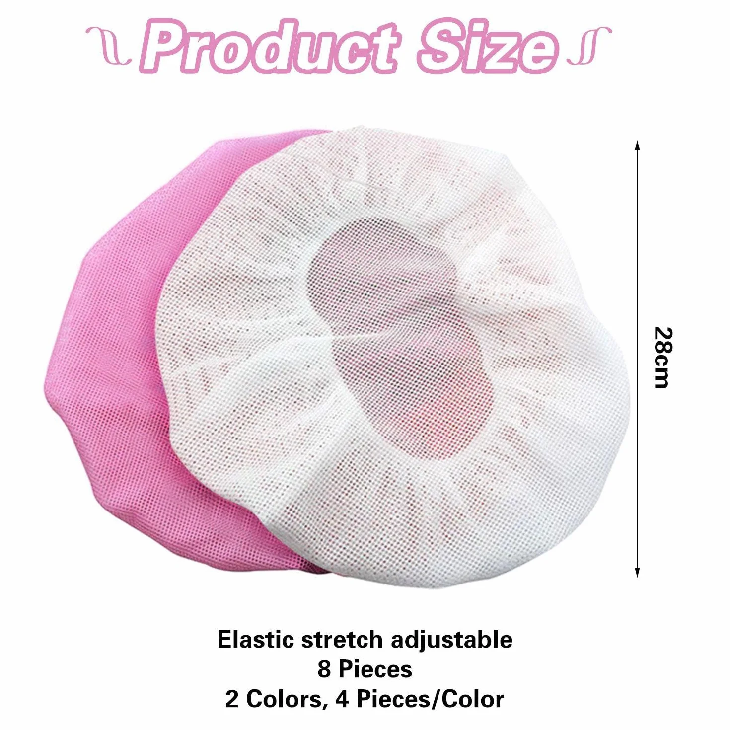Tapa De Malla Transpirable 8 Piezas, Cómoda Y Seca, Productos Para El Cuidado Del Cabello (Blanco, Rosa)