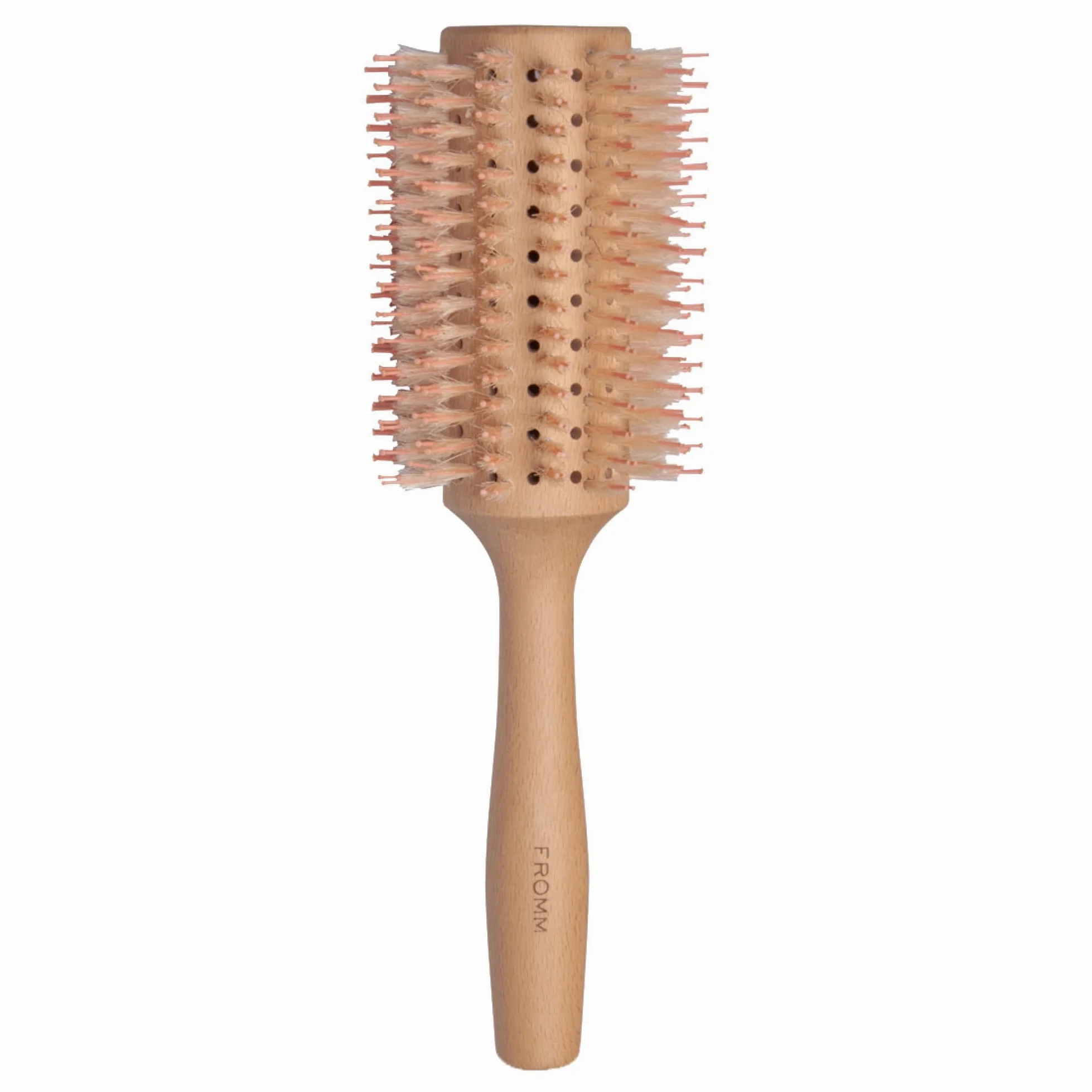 Fromm Mission Sleek - Cepillo de jabalí redondo ventilado para soplados suaves y brillantes incluso en cabello propenso al encrespamiento, cepillo de pelo con jabalí natural para peinar, alisar,