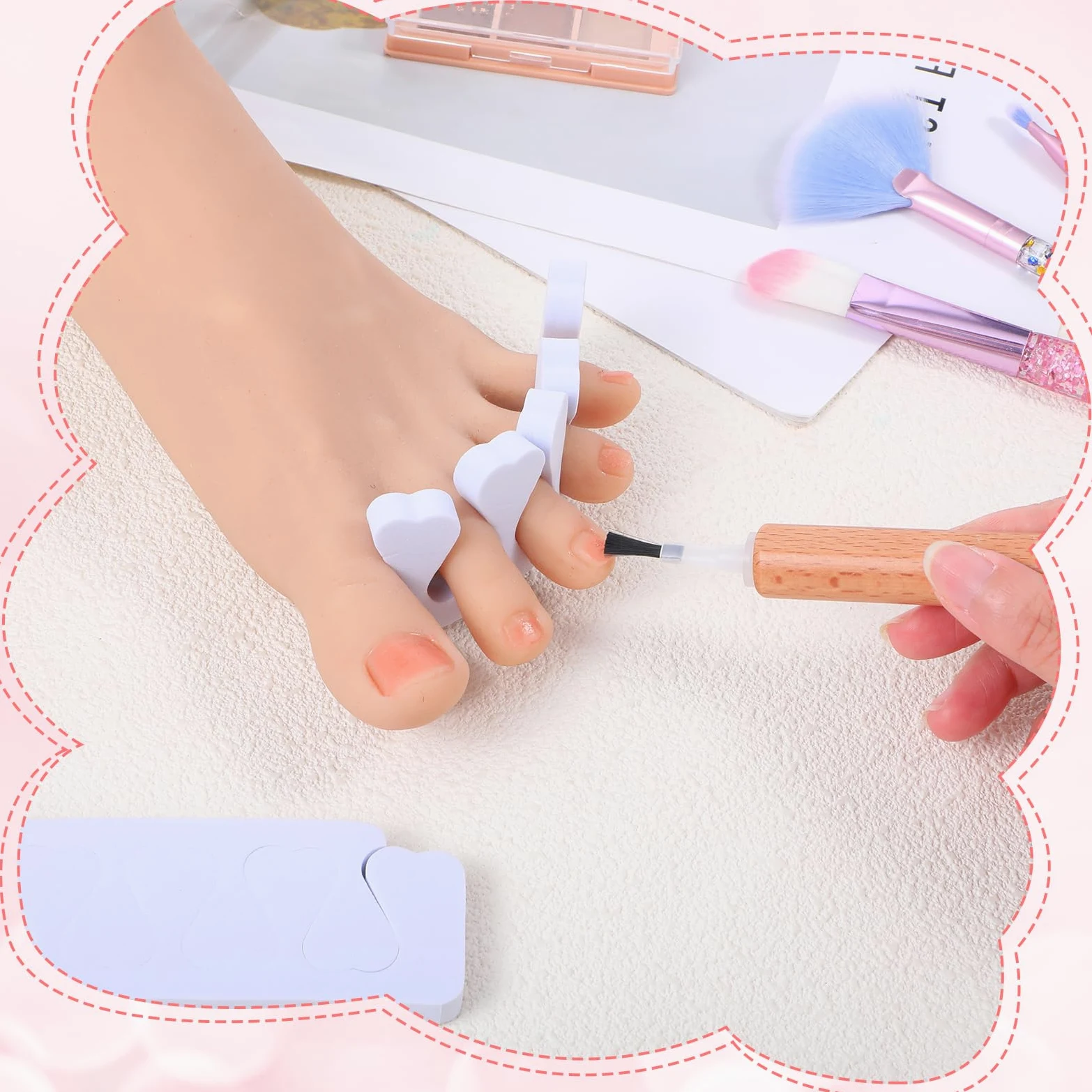 300 separadores de dedos para esmalte de uñas, separador de dedos a granel, pedicura, pie correcto para hombres y mujeres, esmalte de uñas, suministros de pedicura cómodos y suaves (blanco)