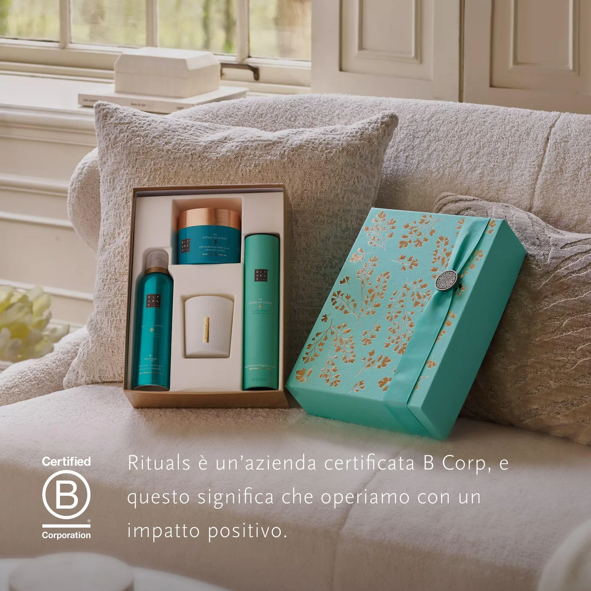 RITUALS Caja de regalo The Ritual of Karma, Large - Set de baño con productos para el cuidado de la piel con loto y té blanco - Propiedades nutritivas y reconfortantes