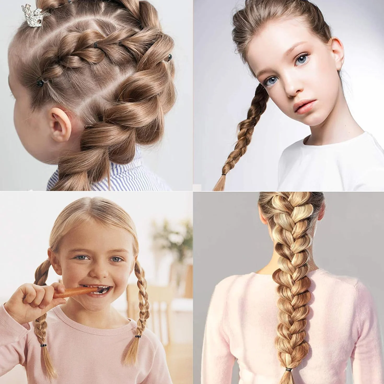 Bandas elásticas negras para el pelo 500 piezas con caja mini gomas para niños trenzas cola de caballo