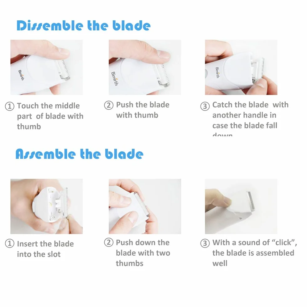 Cortapelos para niños Bimirth, cortadora de pelo silenciosa inalámbrica, recargable por USB, impermeable, 3 peines guía
