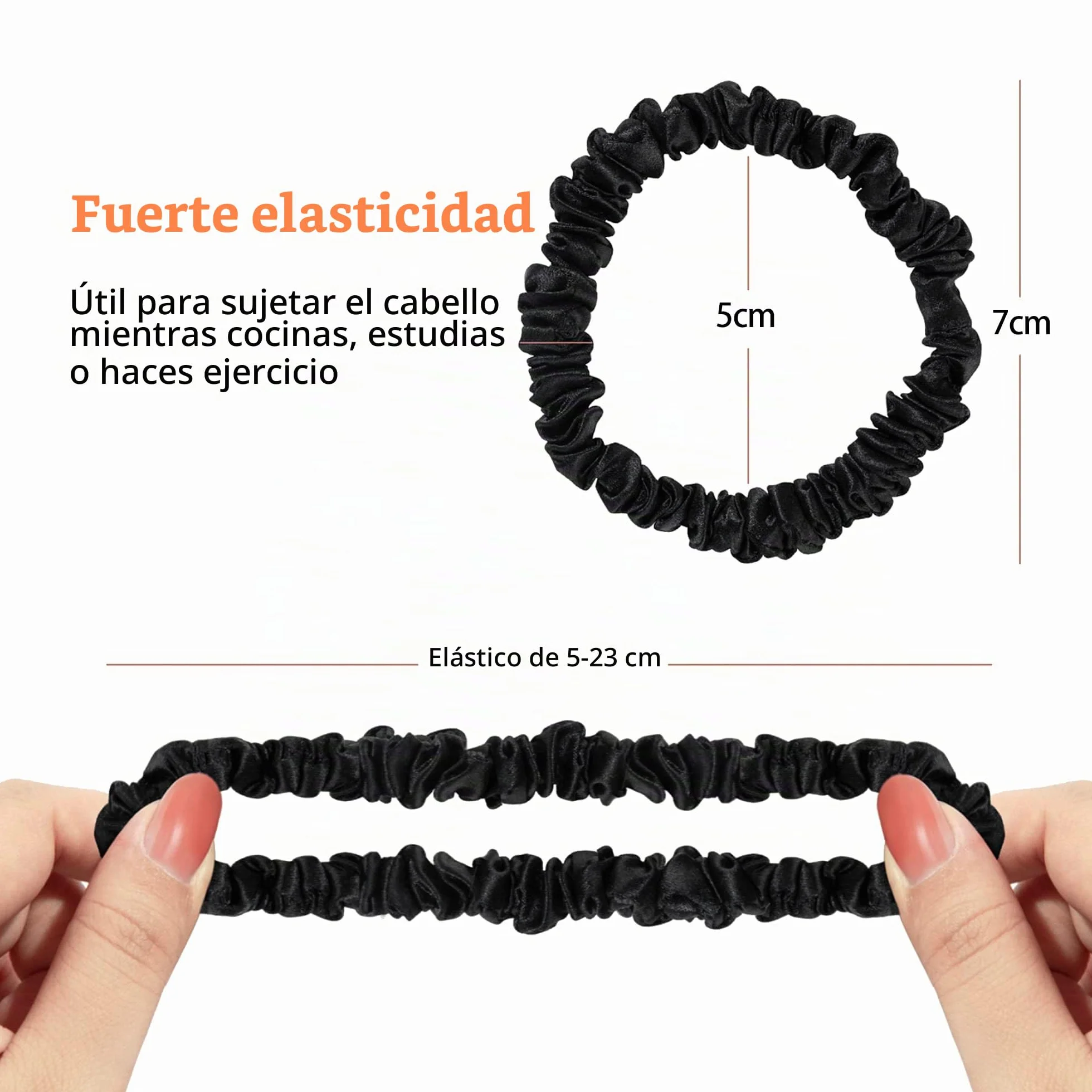 Townssilk 22 Momme Pure Silk Scrunchies Paquete de 5 para mujeres - Negro