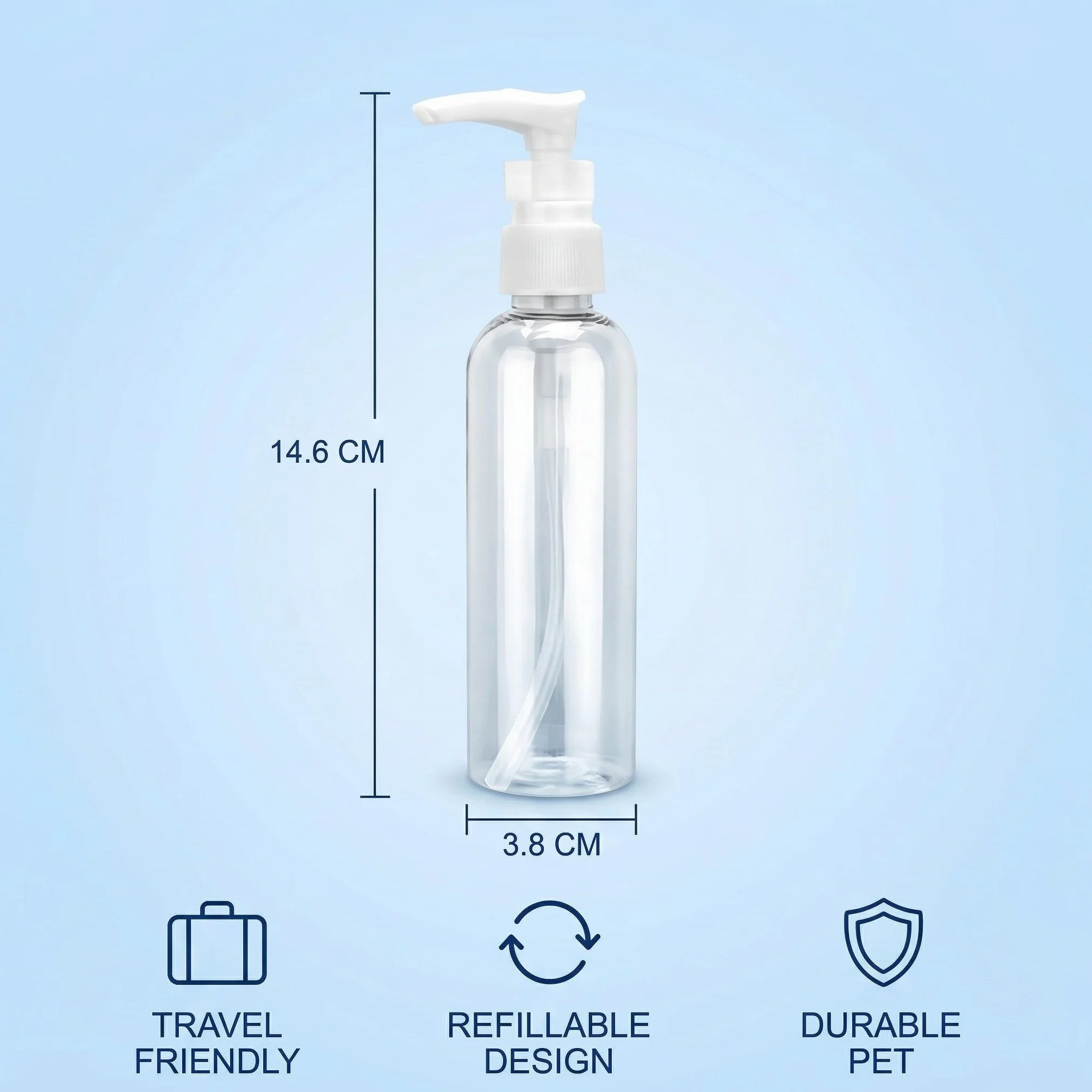 Frascos con Bomba Airless 100 ml, Plástico Transparente Reutilizable, Dosificadores Vacíos para Cosméticos