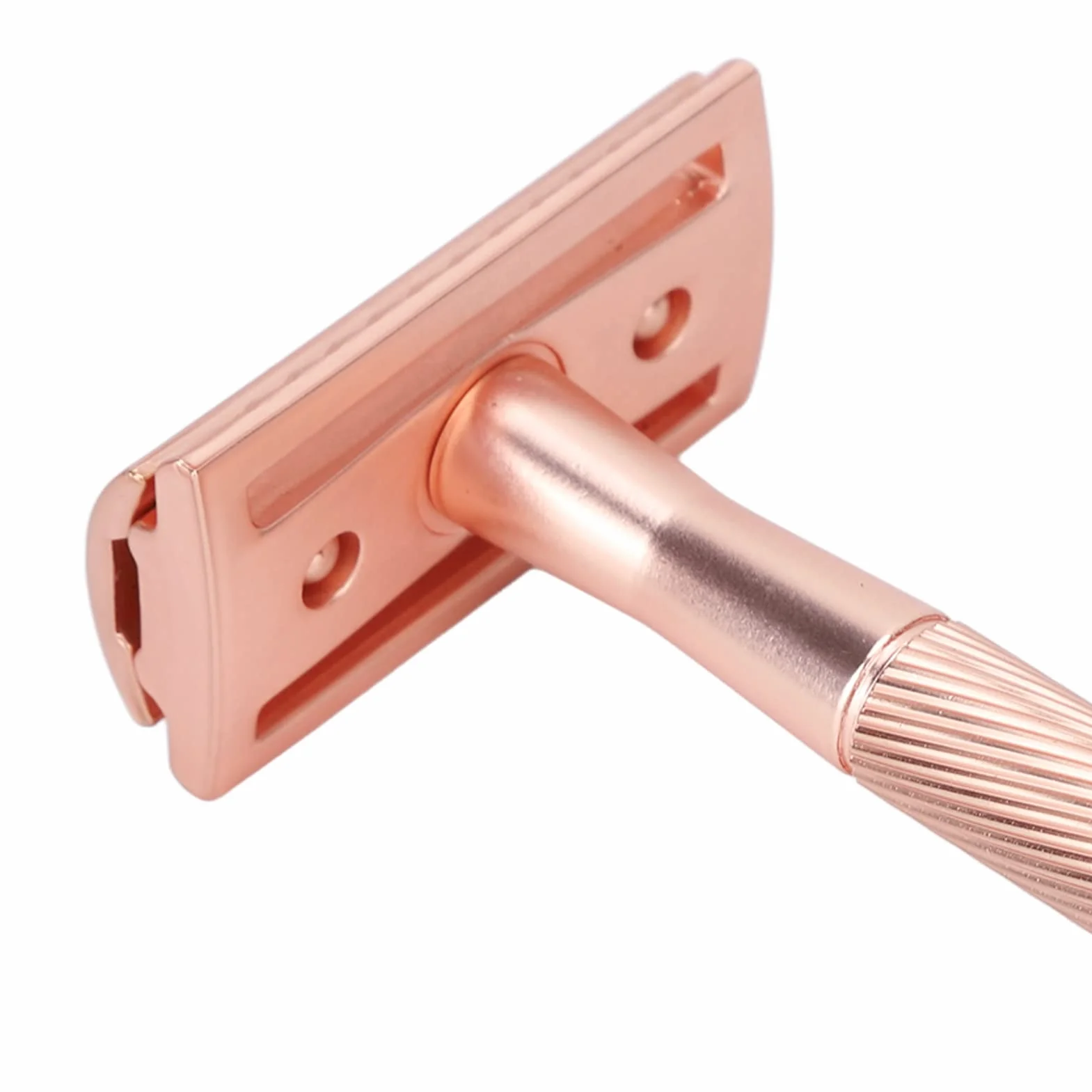 Maquinilla de Afeitar Doble de Seguridad de Aleación de Zinc y Latón para Hombres con Base de Almacenamiento (Cobre)