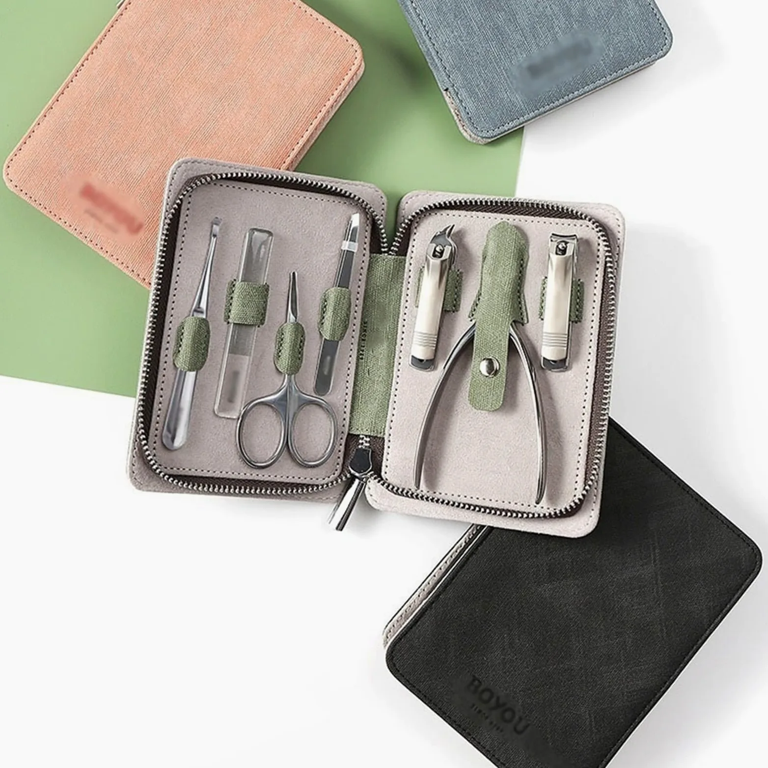 Set de cortaúñas, Kit de pedicura de 7 Piezas para Hombres y Mujeres, Herramienta Afilada para uñas de Manos y pies, manicura y Cuidado Personal.
