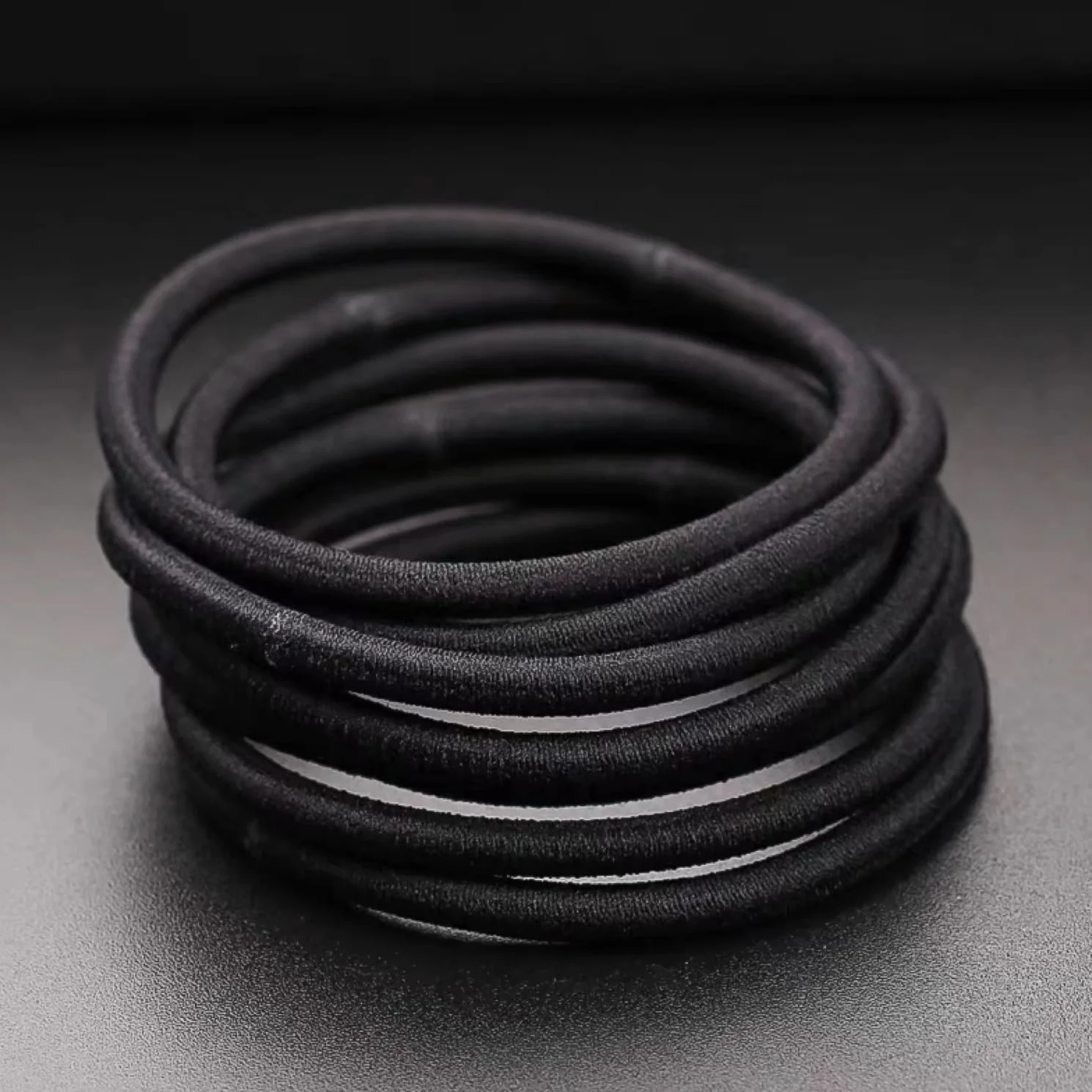 Gomas de Pelo 32 Piezas 4 mm Negra Elástica para Cabello Grueso
