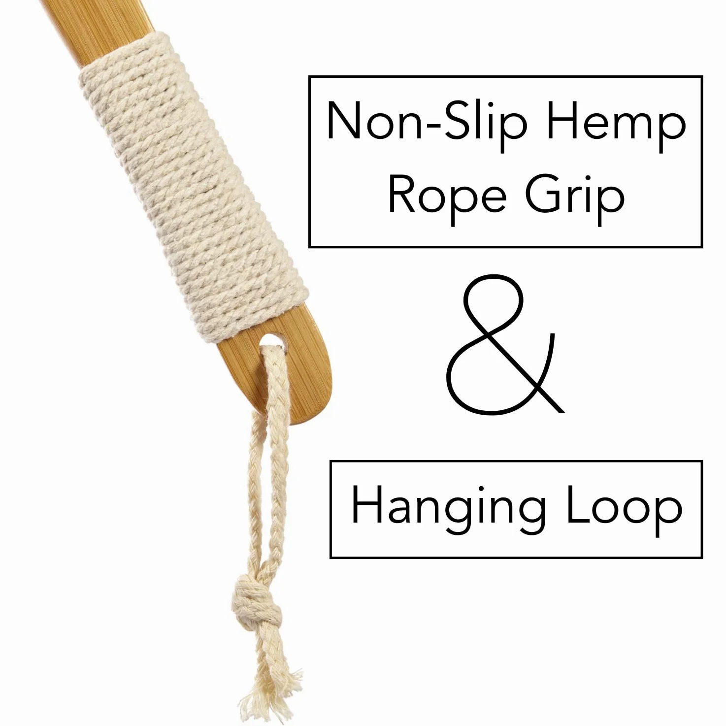 Estropajo de ducha de lufa natural con mango de bambú extraíble, exfoliación suave, mango ergonómico largo con agarre de cuerda de cáñamo, esponja extra incluida para lavado cercano, sin