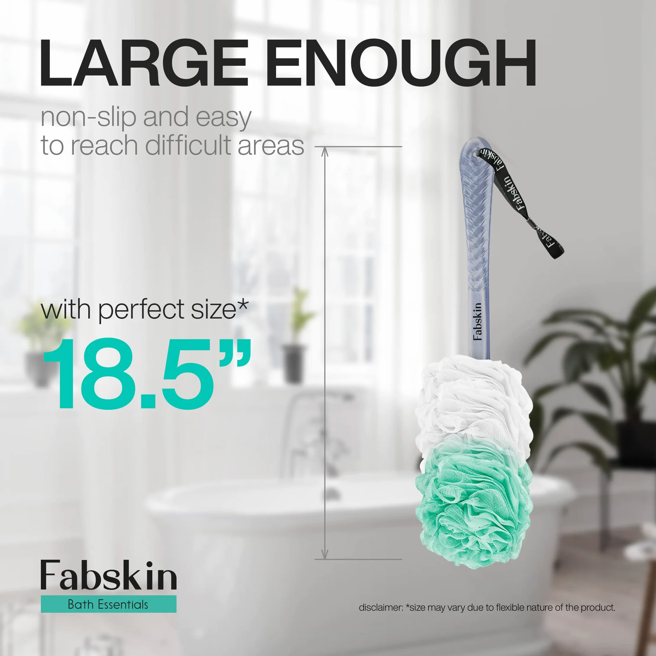 Fabskin Cepillo de baño corporal de lufa para hombres y mujeres con mango largo | Cepillo de baño corporal | Estropajo de espalda para baño | Fabricado en la India (verde)