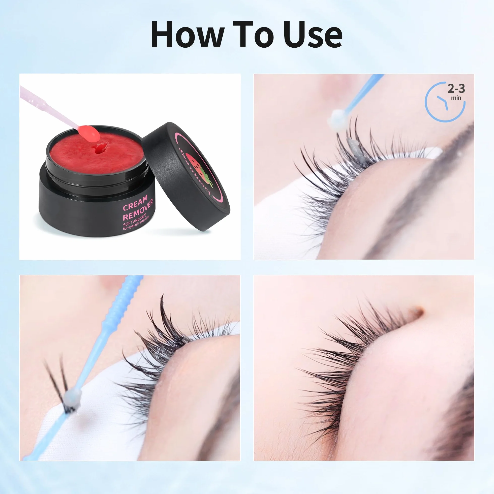 Crema Removedora para Extensiones de Pestañas 5g Desmaquillante Suave sin Irritación Ocular