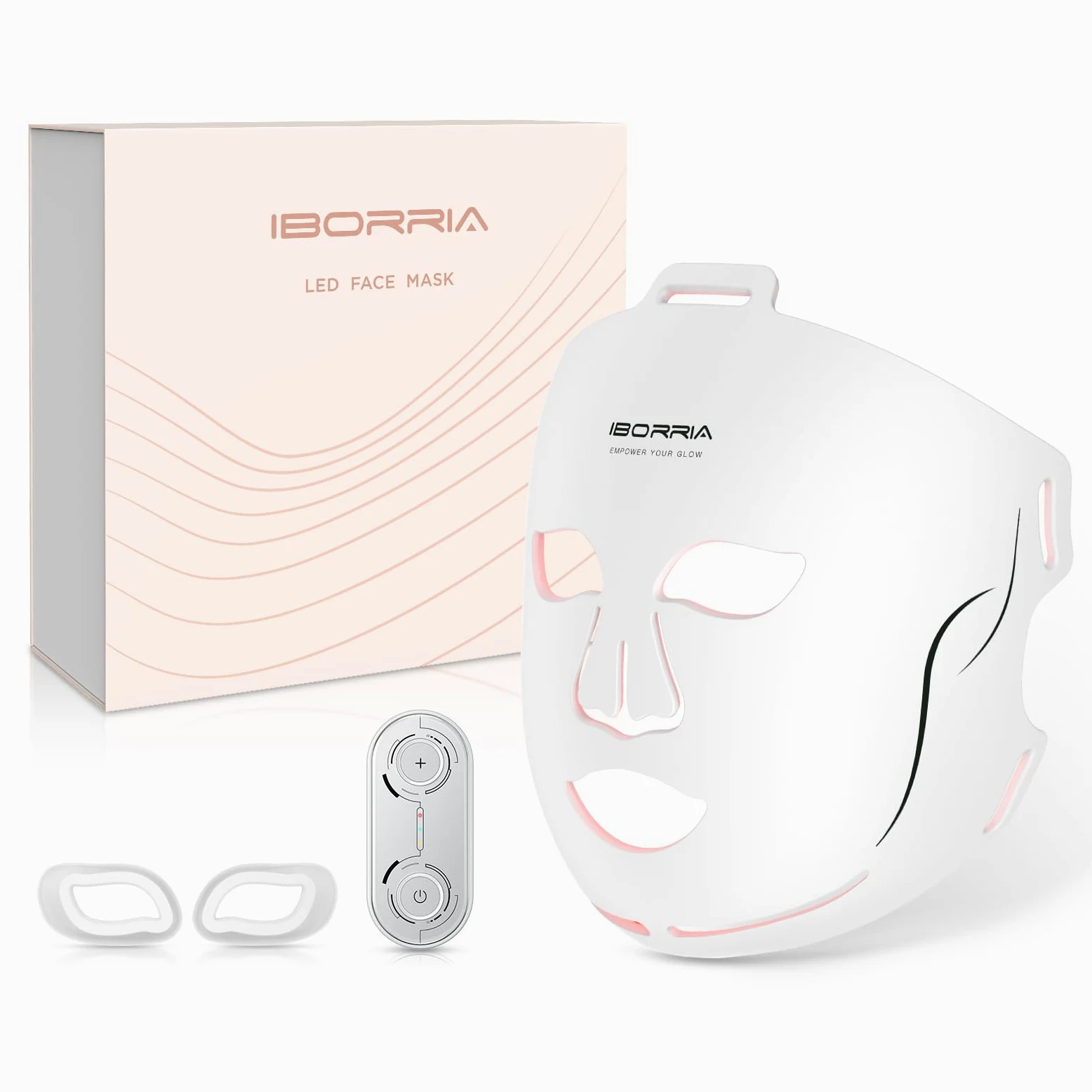 Máscara Facial LED, Terapia de Luz Infrarroja Cercana de Mandíbula | Mascarilla Facial de Belleza con 400 LEDs de 3 Colores, Cuidado de Piel para Hogar y Viajes, 3 Modos con Control Remoto