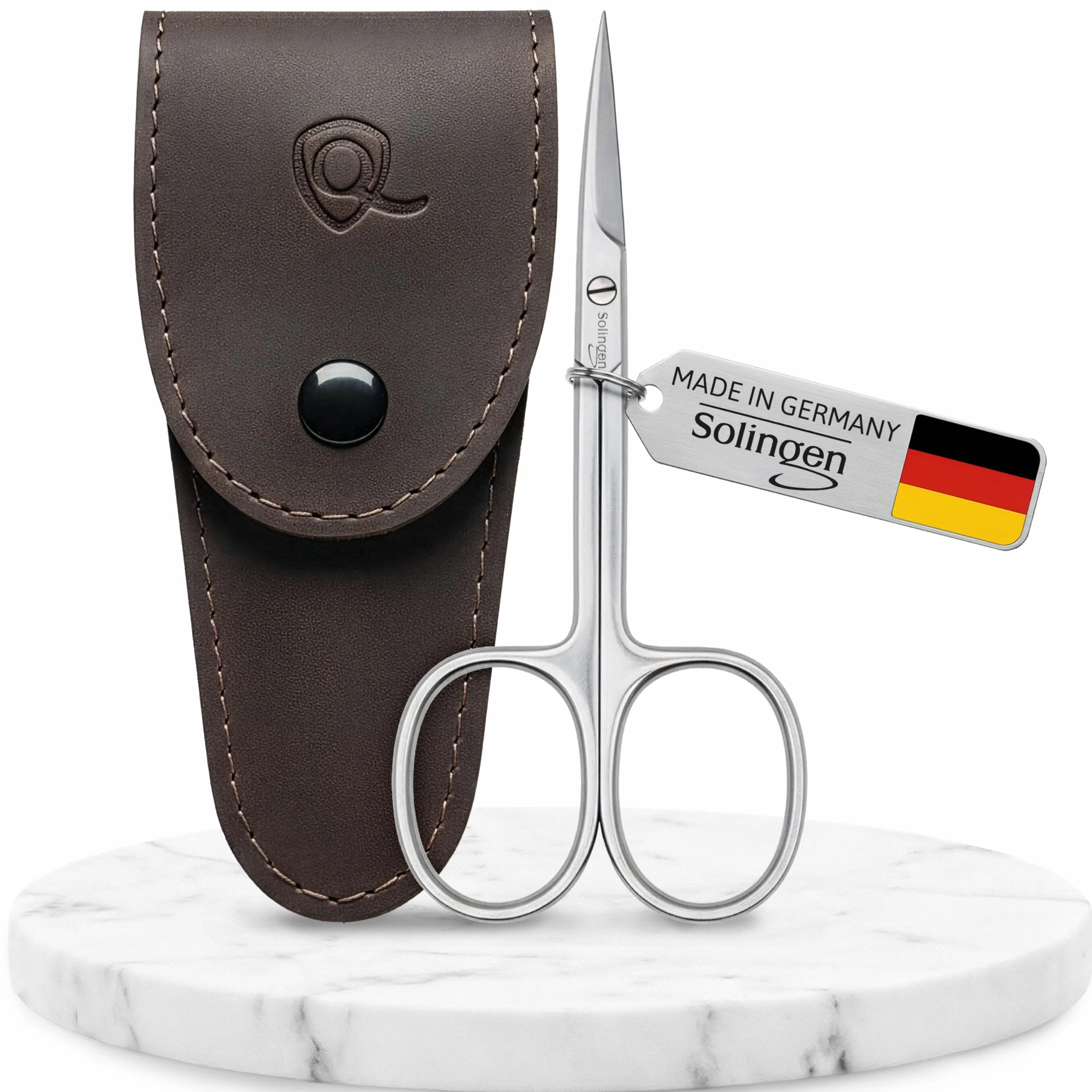 marQus Tijeras para cutículas premium Solingen Alemania extra afiladas hoja curvada funda uñas manos pies zurdos