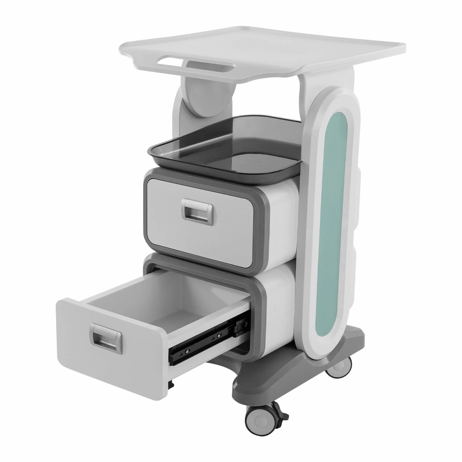 Carro médico con 2 cajones y estante superior, carrito de laboratorio ABS, carrito de belleza, carrito de salón de belleza, carrito de 60 kg, carro médico para laboratorio, clínica, hospital, salón
