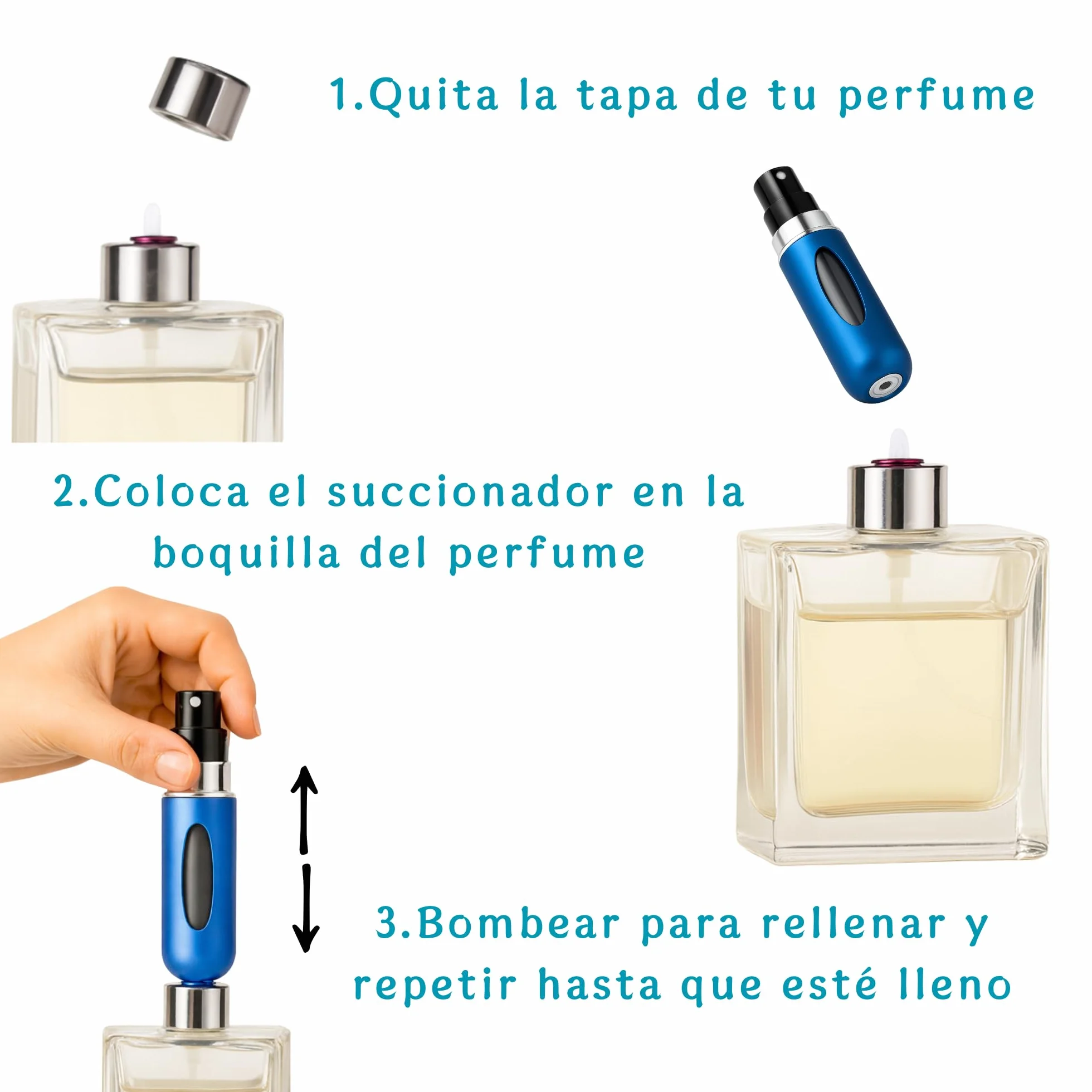 YUME 5ML Atomizador Perfume Recargable Mini Botella Rociadora Portátil Sin Fugas Azul