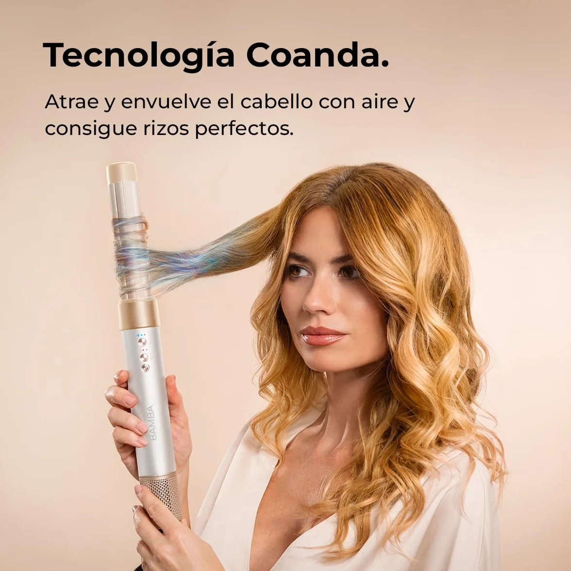 Cecotec Cepillo de Aire Secador Moldeador Alisador MultiFunción 8 Cabezales CeramicCare AirGlisse Champagne 1400W